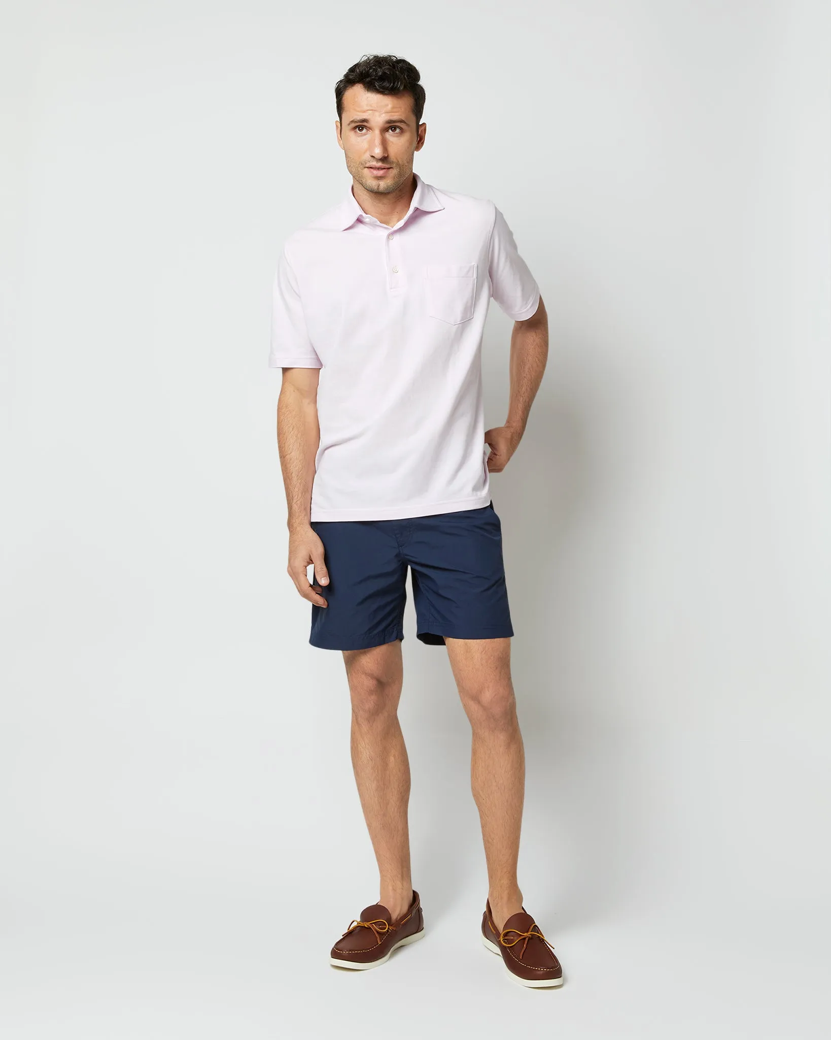 Zip-Front Mid-Length Swim Short in Navy Nylon sold by Mashburn product image thumbnail 2