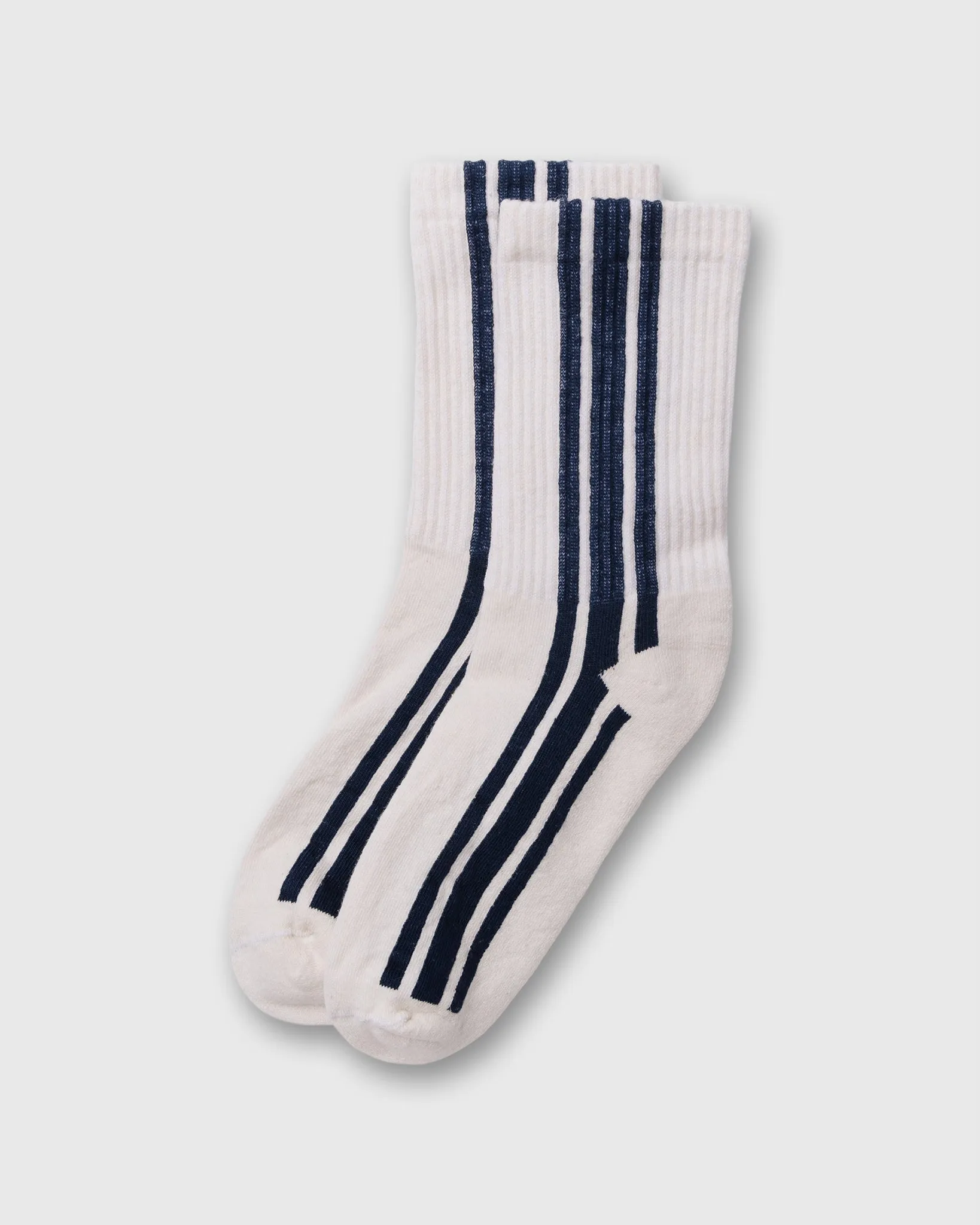 Vertical Stripe Socks in Navy sold by Mashburn