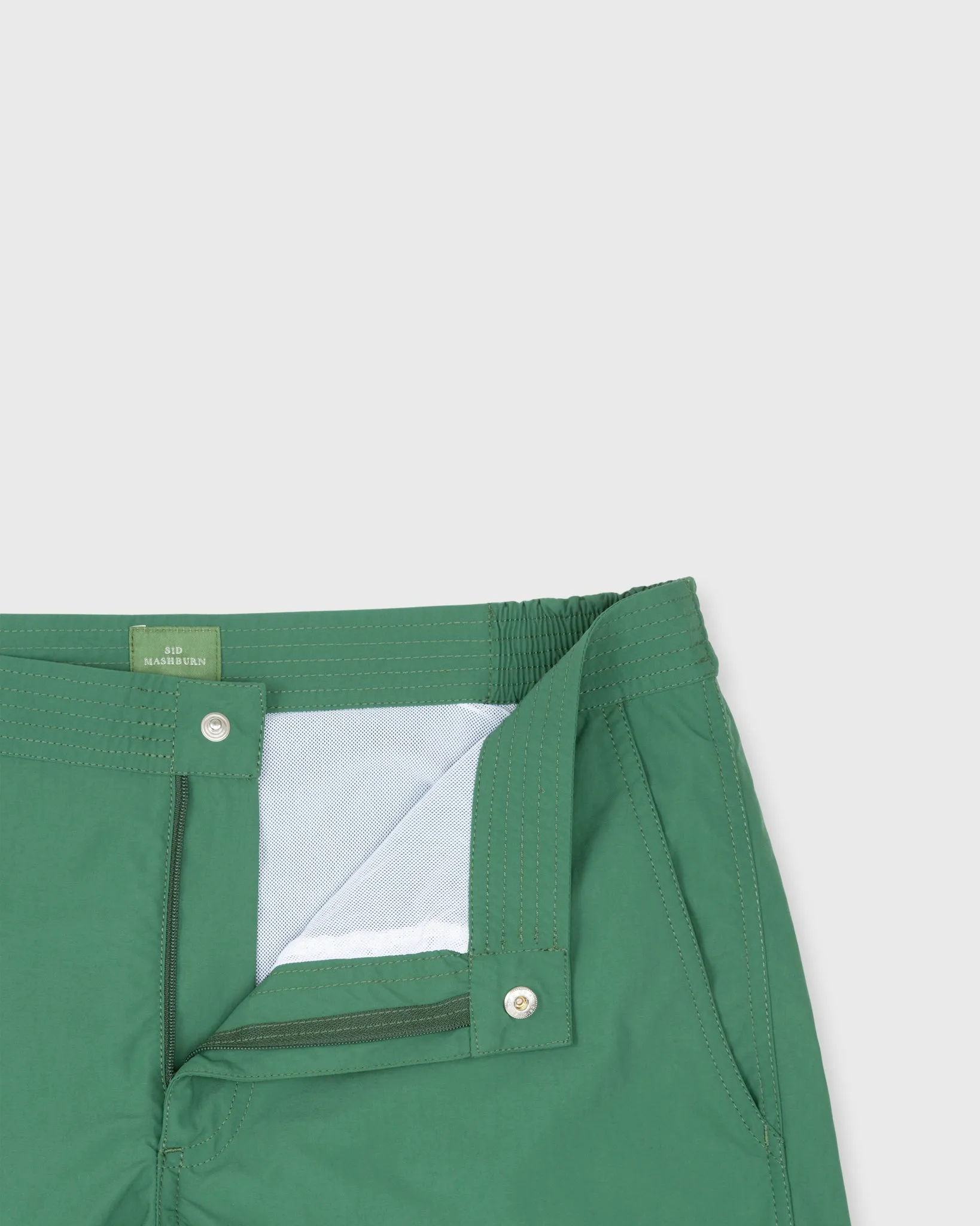Zip-Front Standard Swim Short in Pine Nylon sold by Mashburn product image thumbnail 3