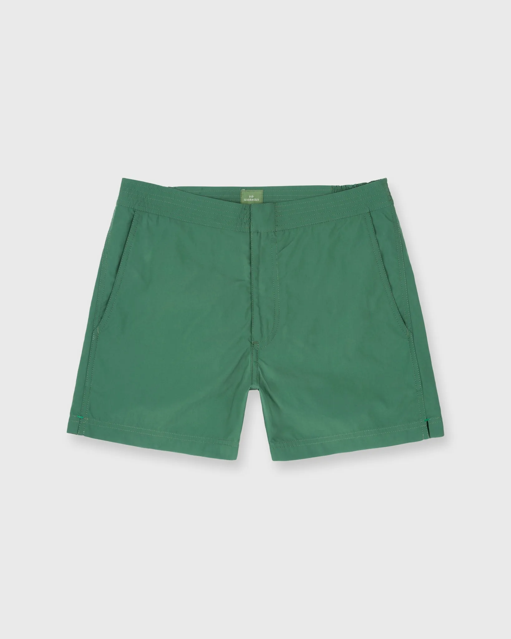 Zip-Front Standard Swim Short in Pine Nylon sold by Mashburn