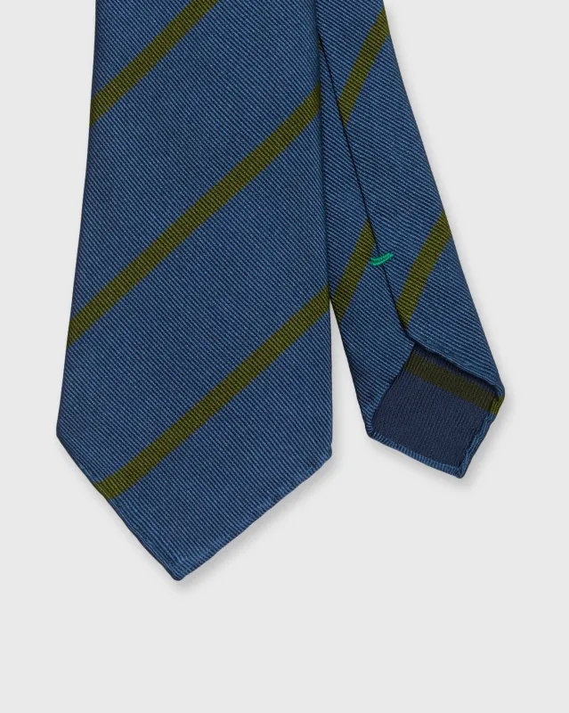 Silk Woven Tie in Pacific/Avocado Bar Stripe sold by Mashburn