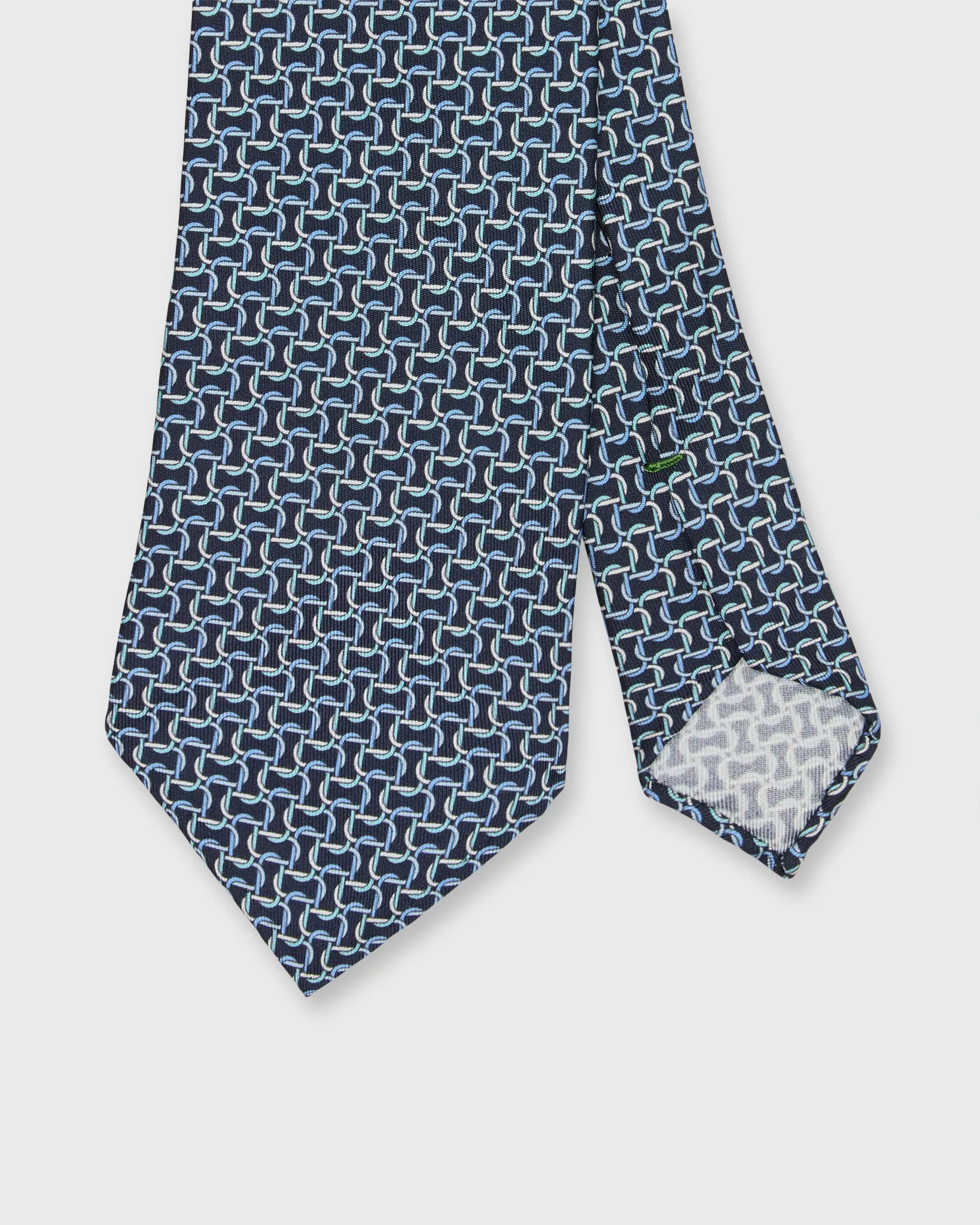 Silk Print Tie in Blue/Sky/Green Links sold by Mashburn