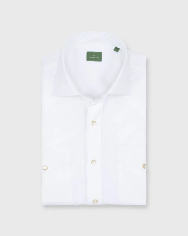 Western Work Shirt in White Poplin sold by Mashburn
