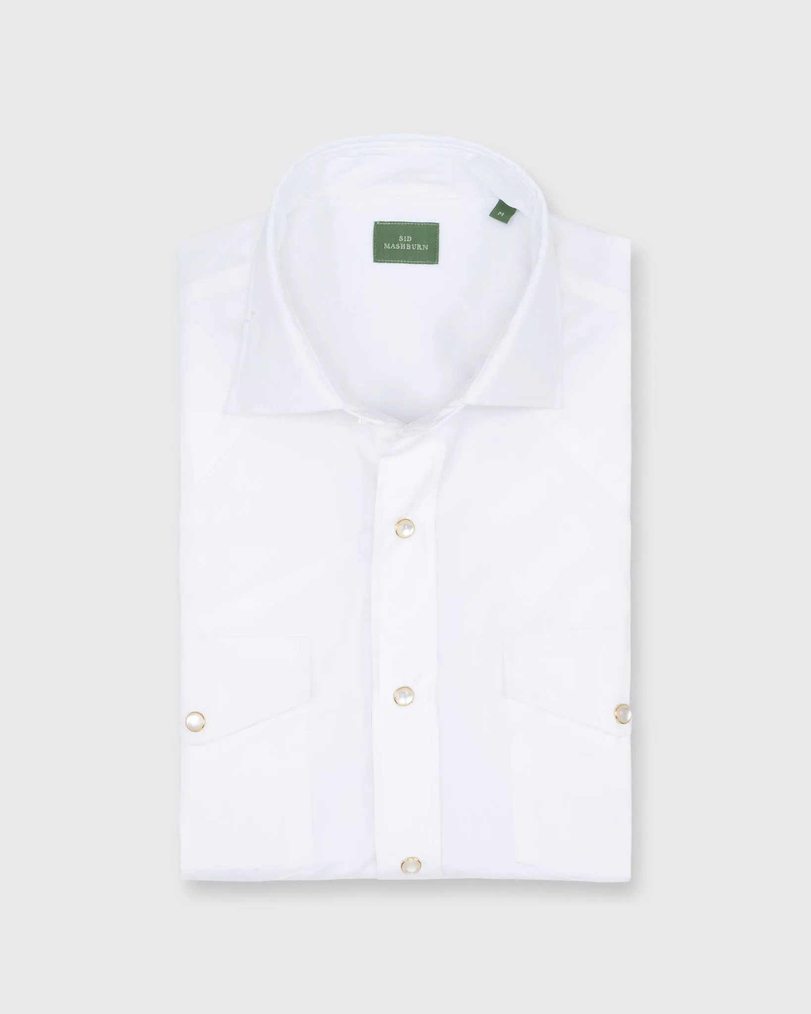 Western Work Shirt in White Poplin sold by Mashburn