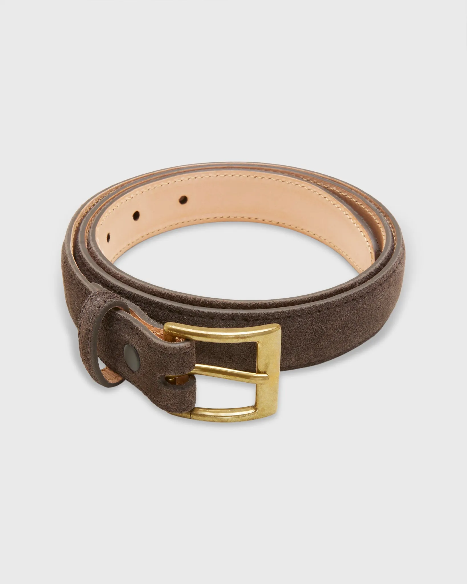 1" Belt in Chocolate Suede sold by Mashburn