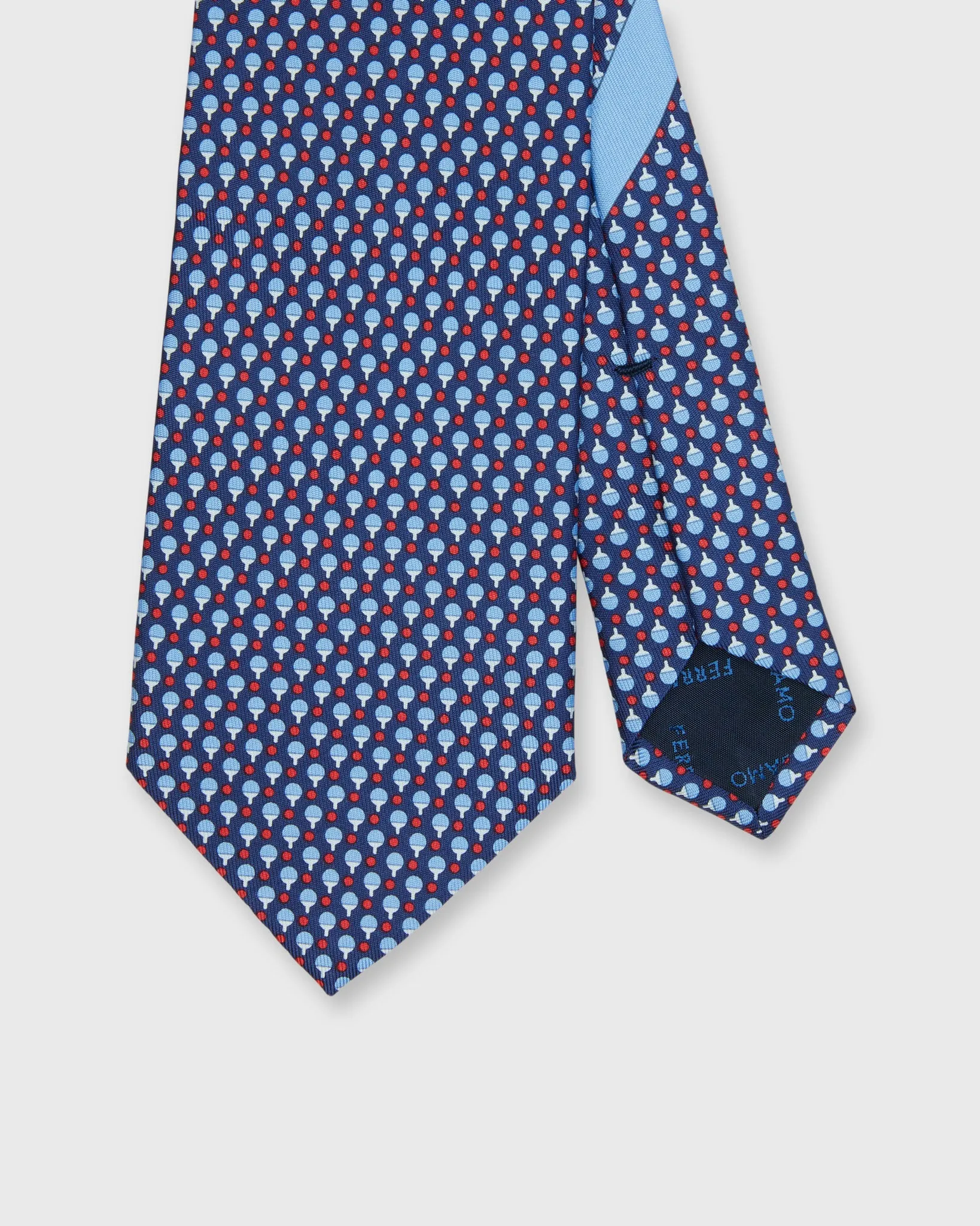 Silk Print Tie in Navy/Red Ping Pong sold by Mashburn