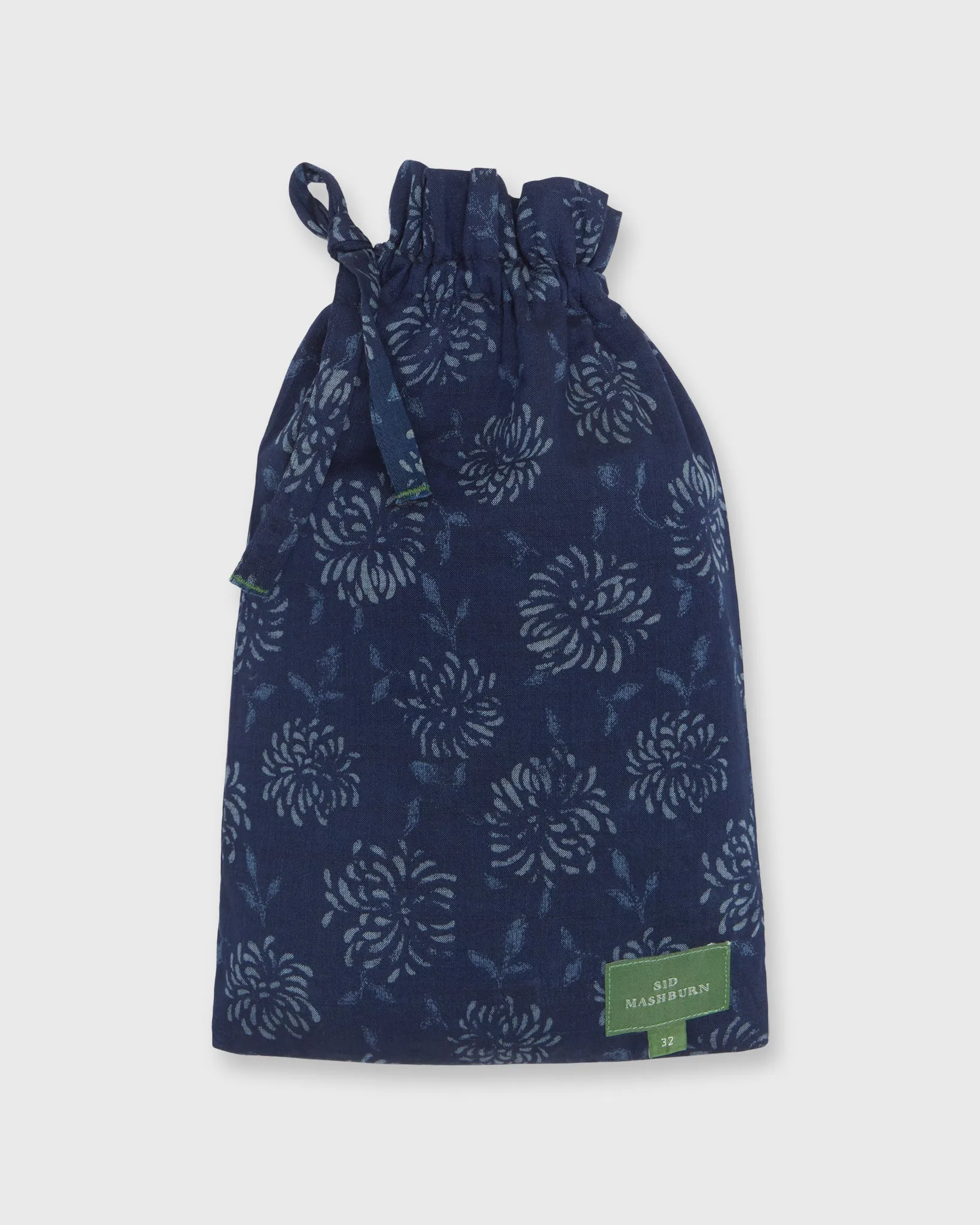 Button-Front Boxer Short in Navy/Slate Floral Print Linen Poplin sold by Mashburn product image thumbnail 2