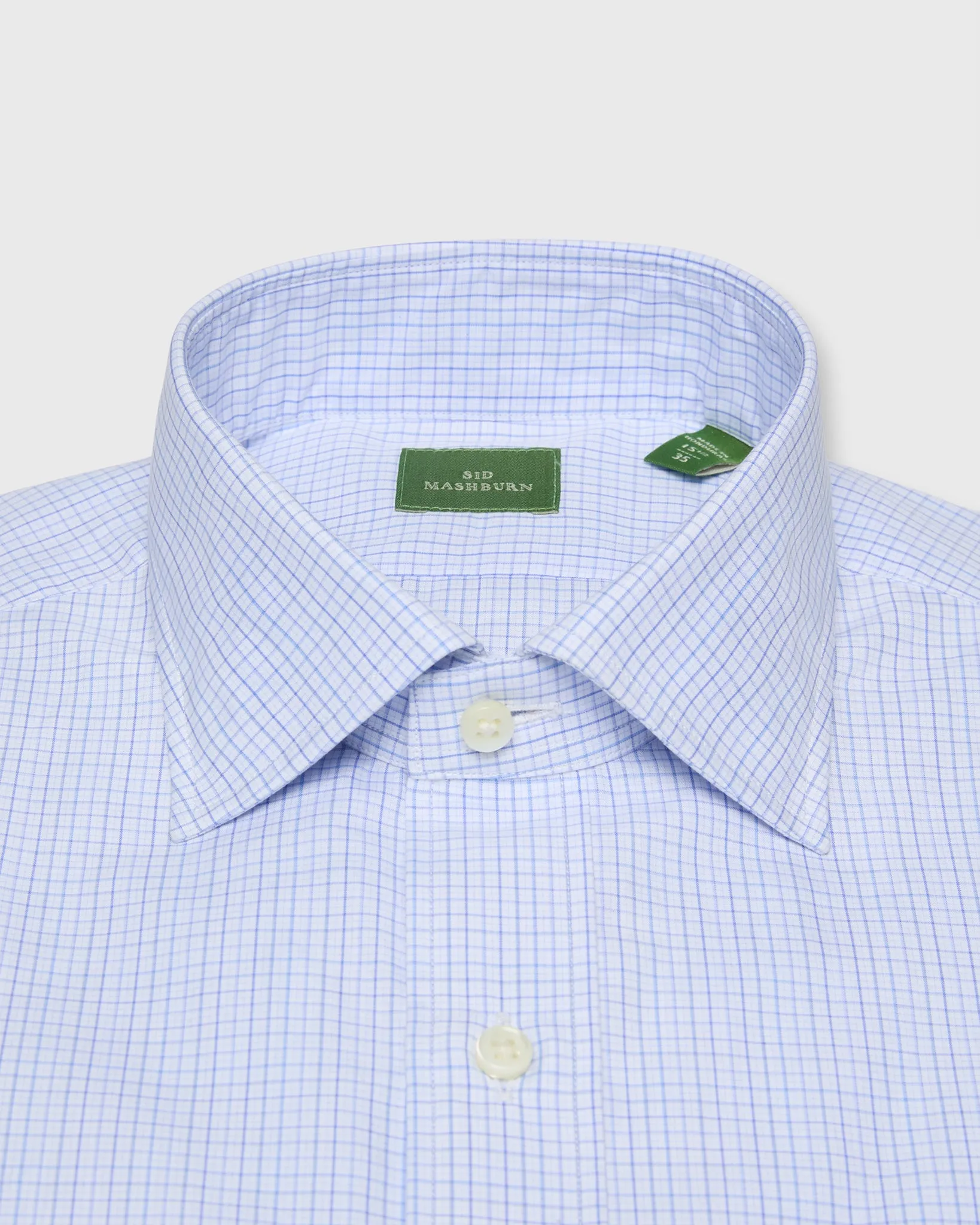 Spread Collar Dress Shirt in Blue Multi Check Poplin sold by Mashburn product image thumbnail 2