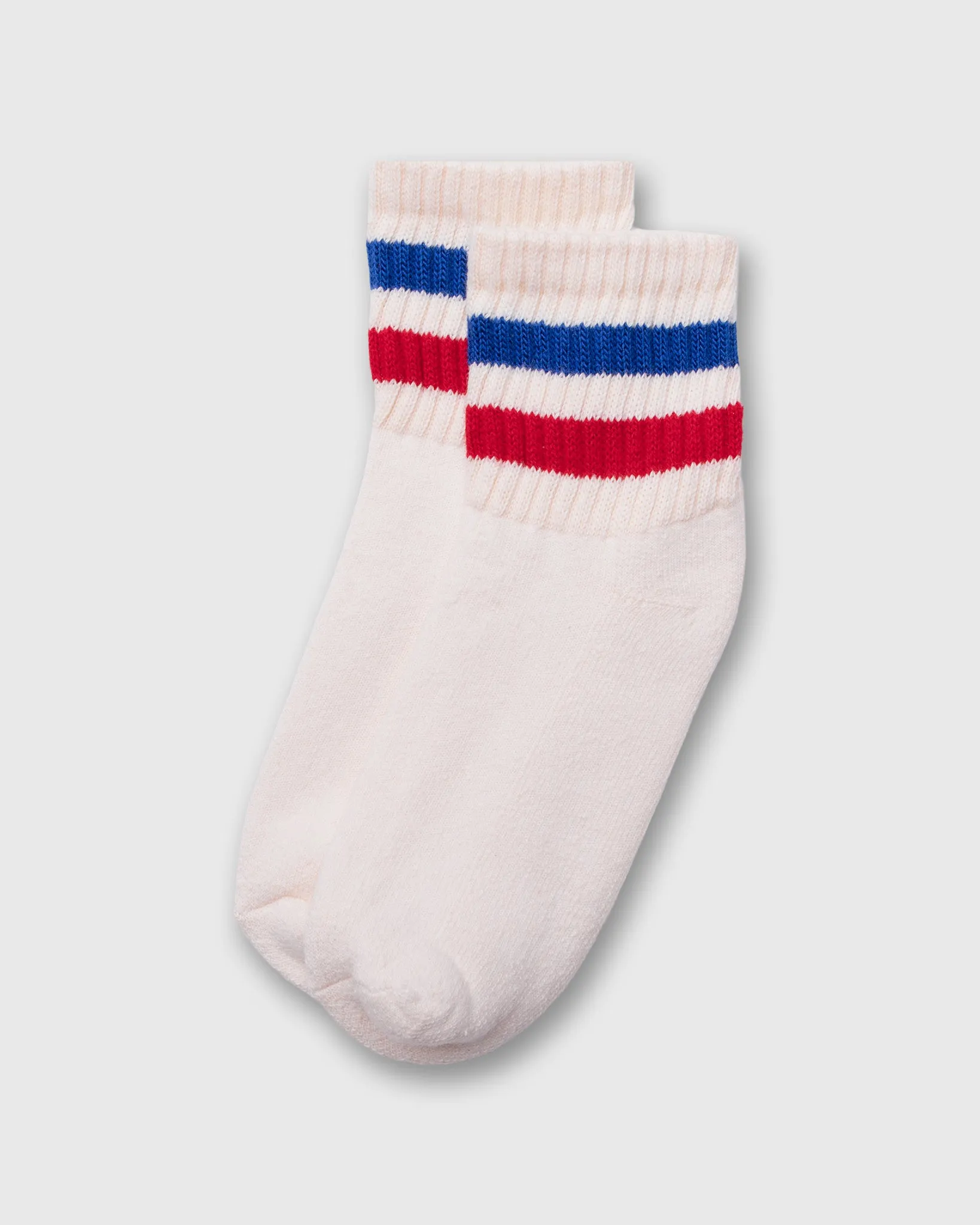 Retro Stripe Quarter Crew Socks in Royal/Red sold by Mashburn