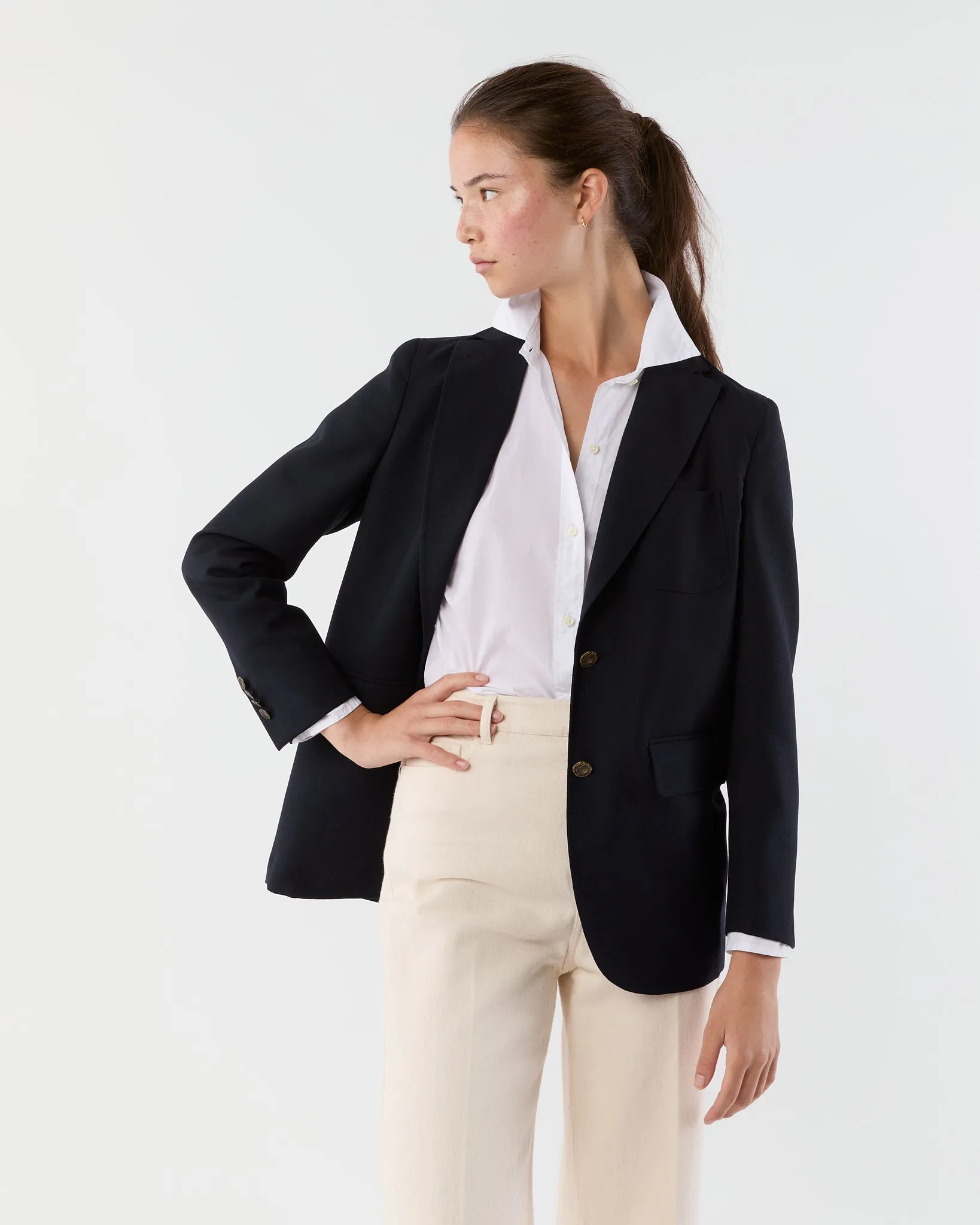 Ghost Blazer in Navy High-Twist sold by Mashburn