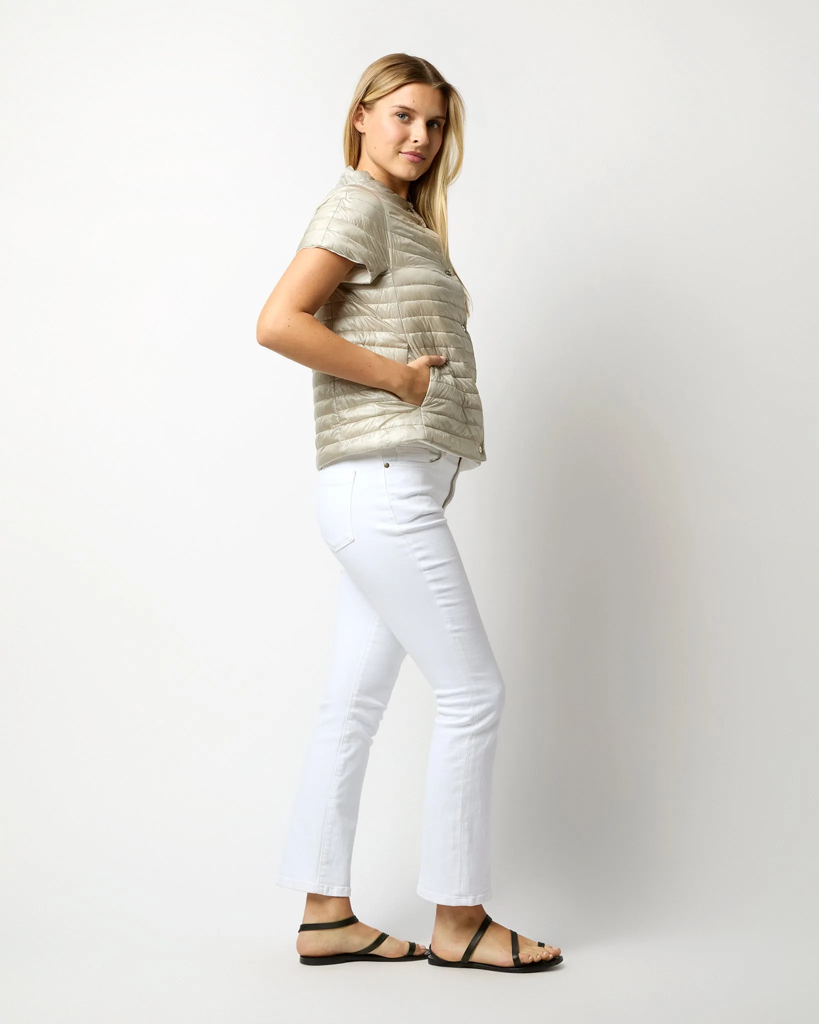 Reversible Cap-Sleeve Jacket in White/Pearl Grey sold by Mashburn product image thumbnail 4