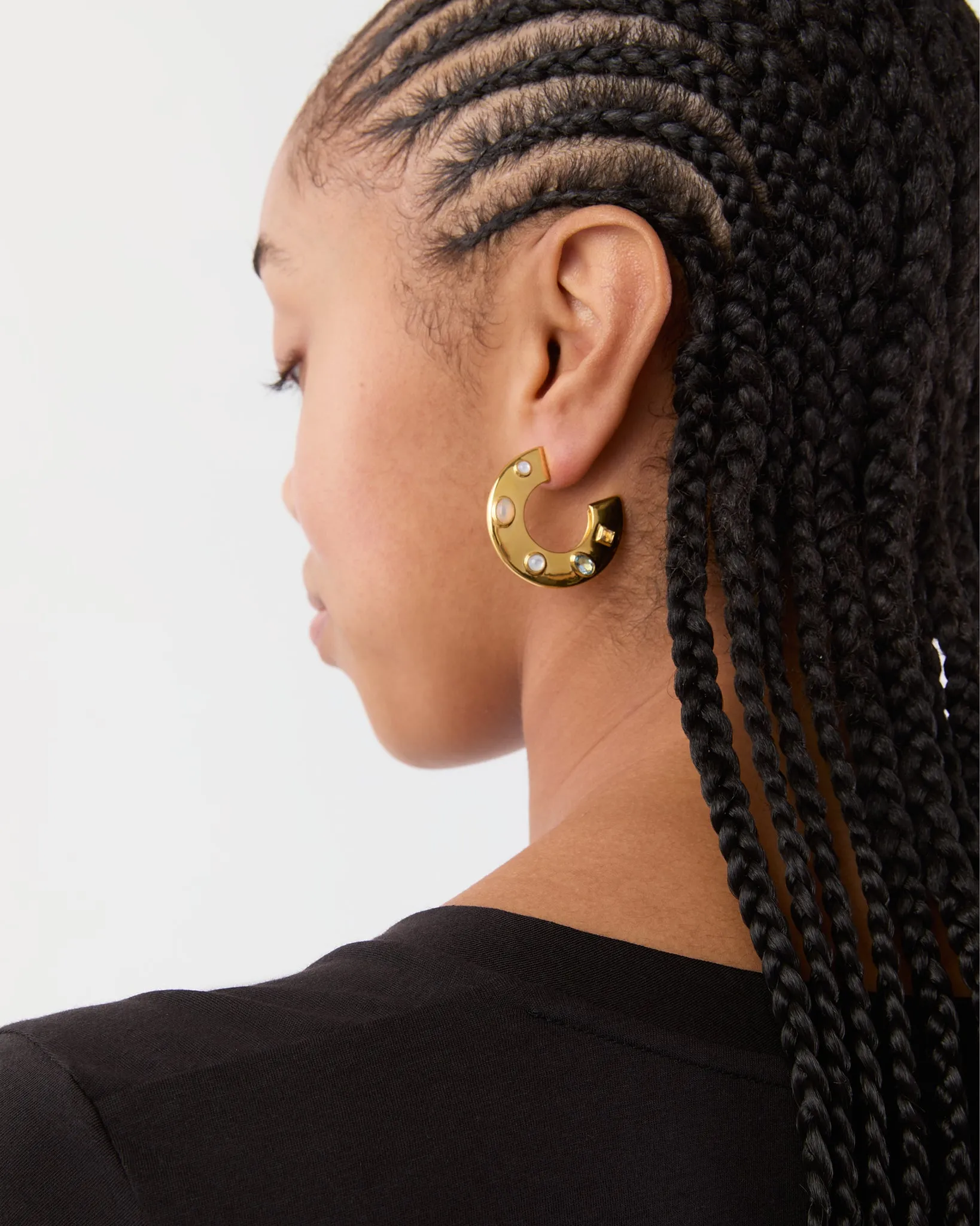 Saucer Hoop Earrings in Dotted Pearl sold by Mashburn product image thumbnail 2