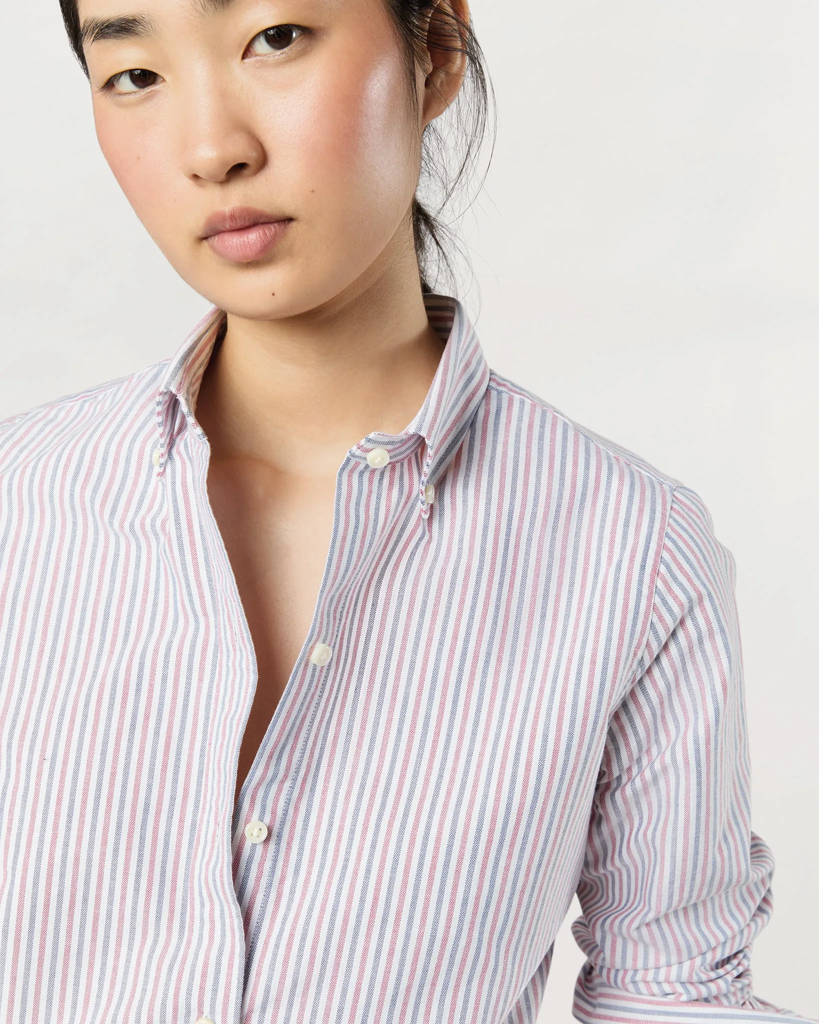 Schoolgirl Shirt in Blue/Red Multi Stripe Oxford sold by Mashburn product image thumbnail 2