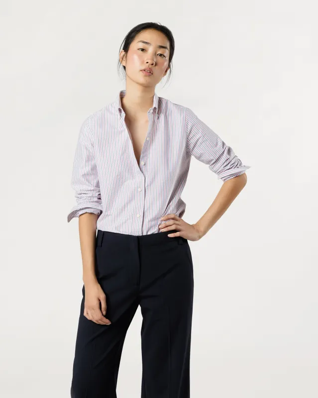 Schoolgirl Shirt in Blue/Red Multi Stripe Oxford sold by Mashburn