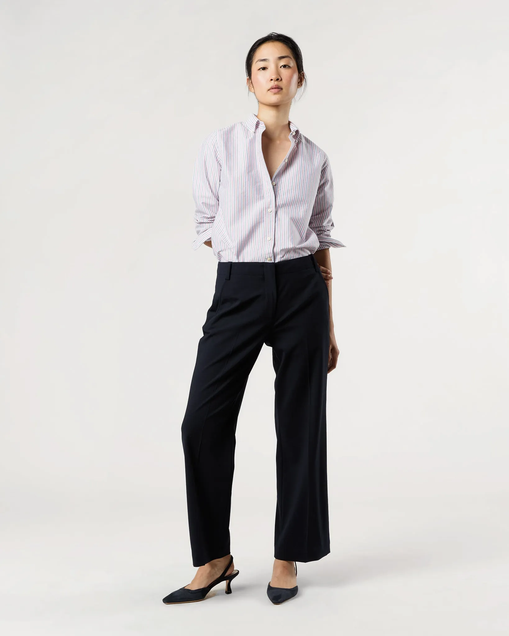 Schoolgirl Shirt in Blue/Red Multi Stripe Oxford sold by Mashburn product image thumbnail 3