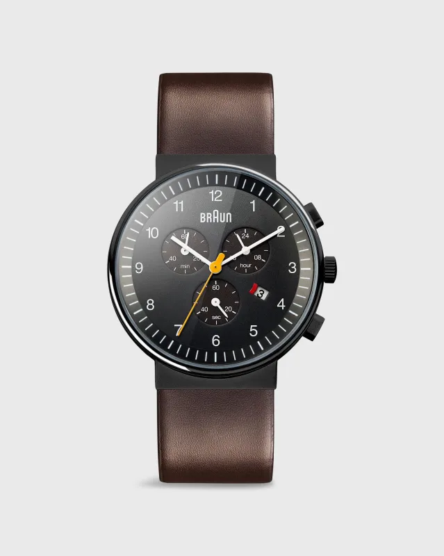 Chronograph Analog Watch in Black/Brown made by Mashburn
