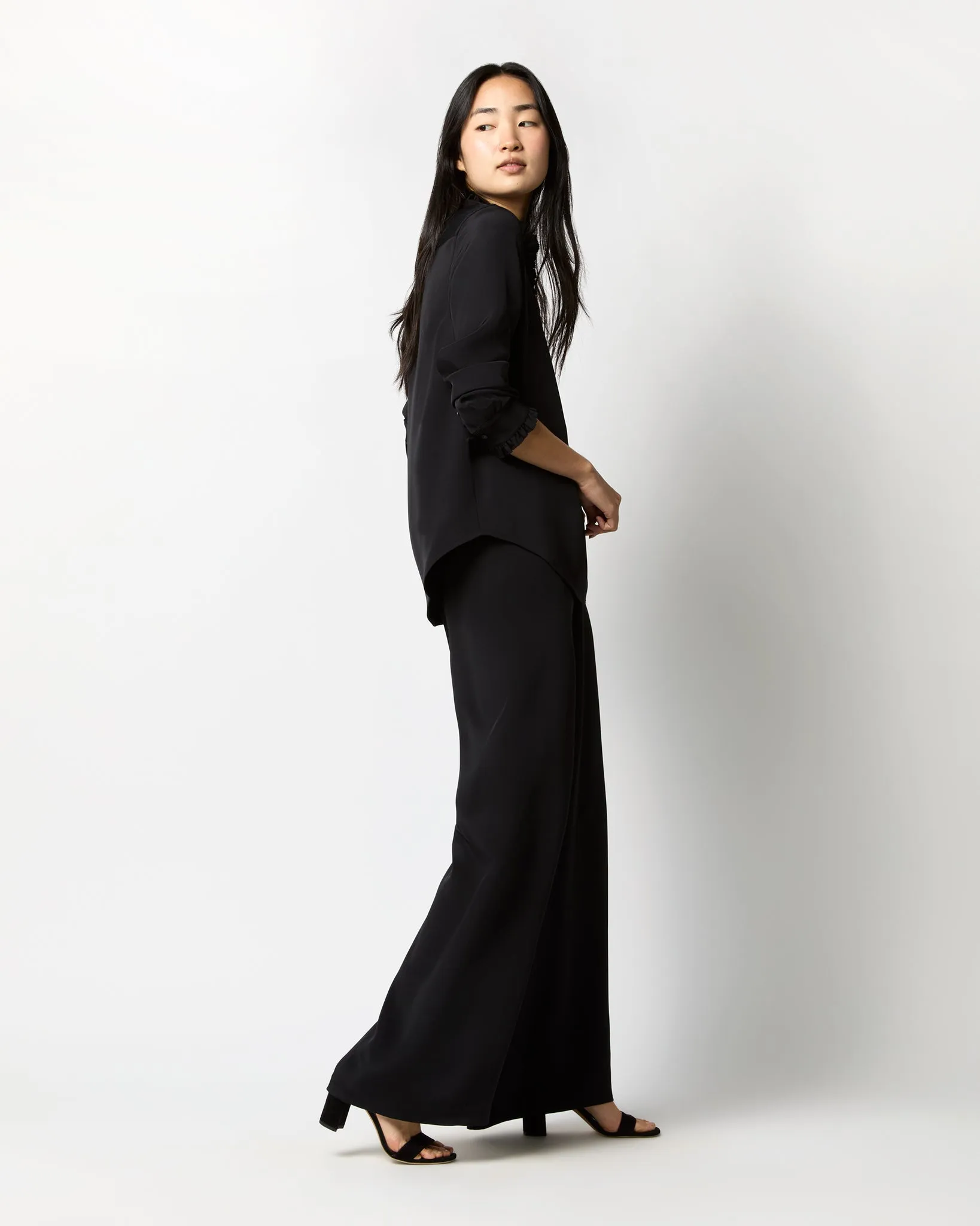 Kelly Pant in Black Silk Crepe de Chine sold by Mashburn product image thumbnail 3