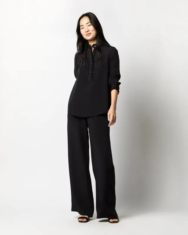 Kelly Pant in Black Silk Crepe de Chine sold by Mashburn