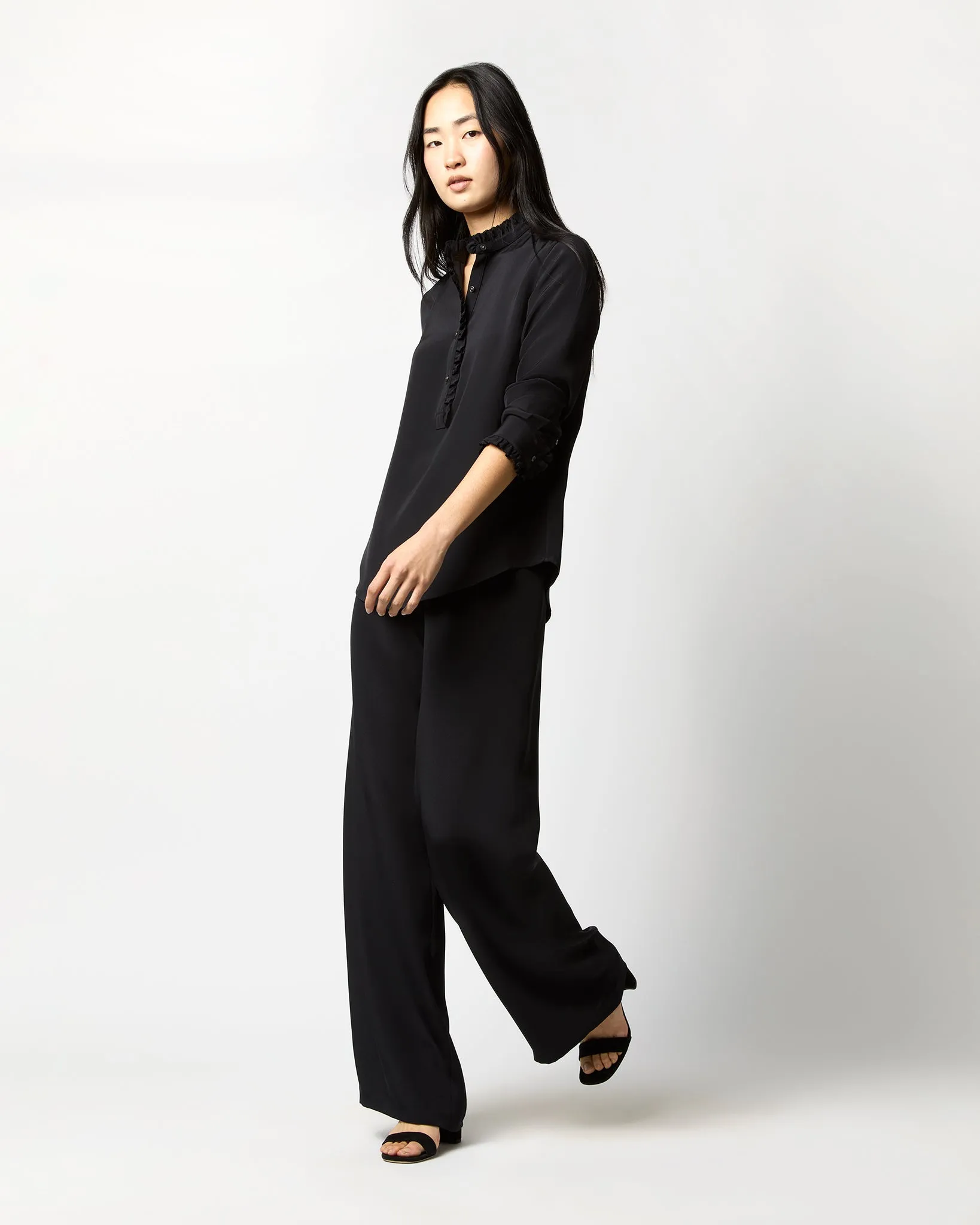 Kelly Pant in Black Silk Crepe de Chine sold by Mashburn product image thumbnail 5