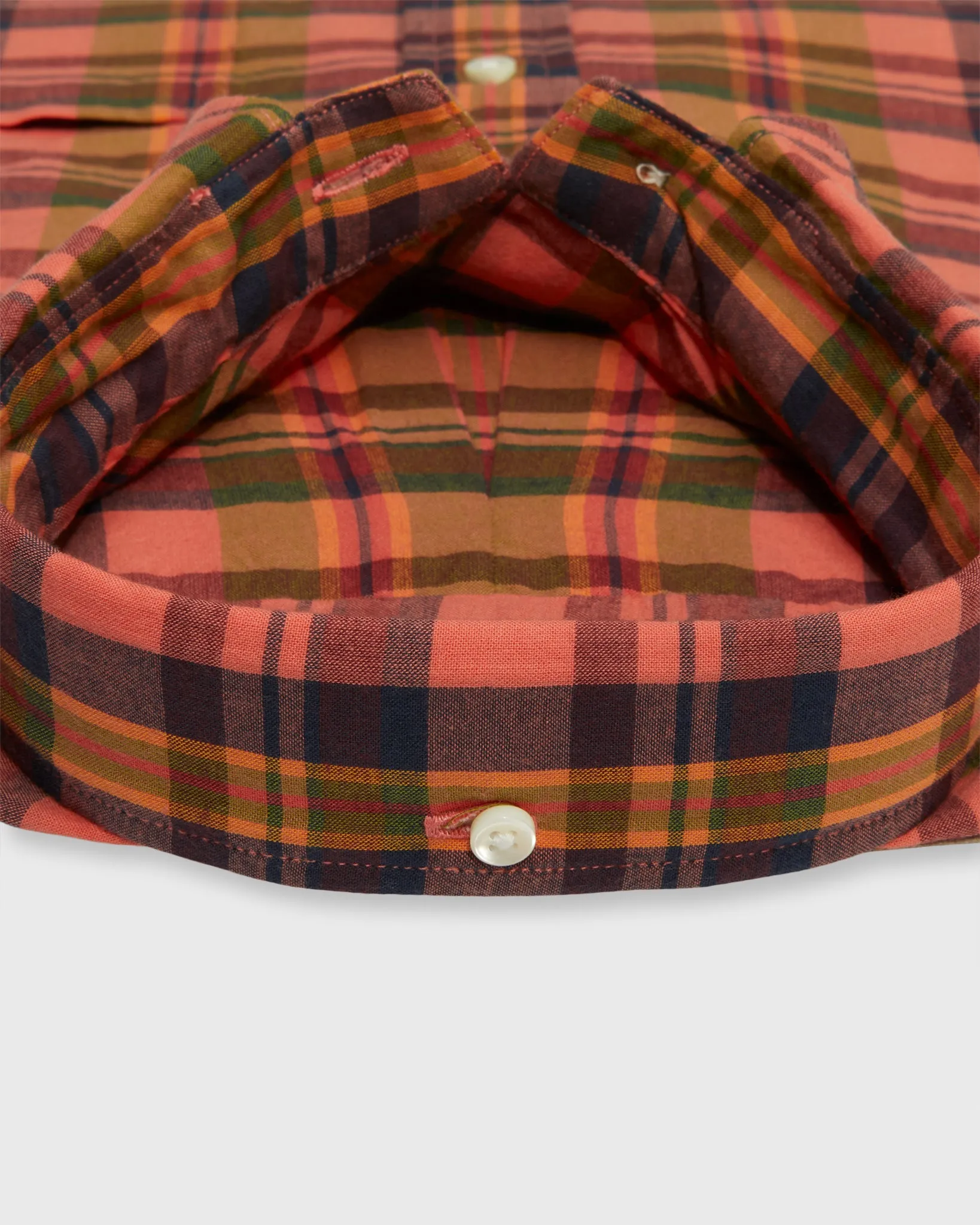 Button-Down Sport Shirt in Persimmon/Olive/Navy Madras sold by Mashburn product image thumbnail 3