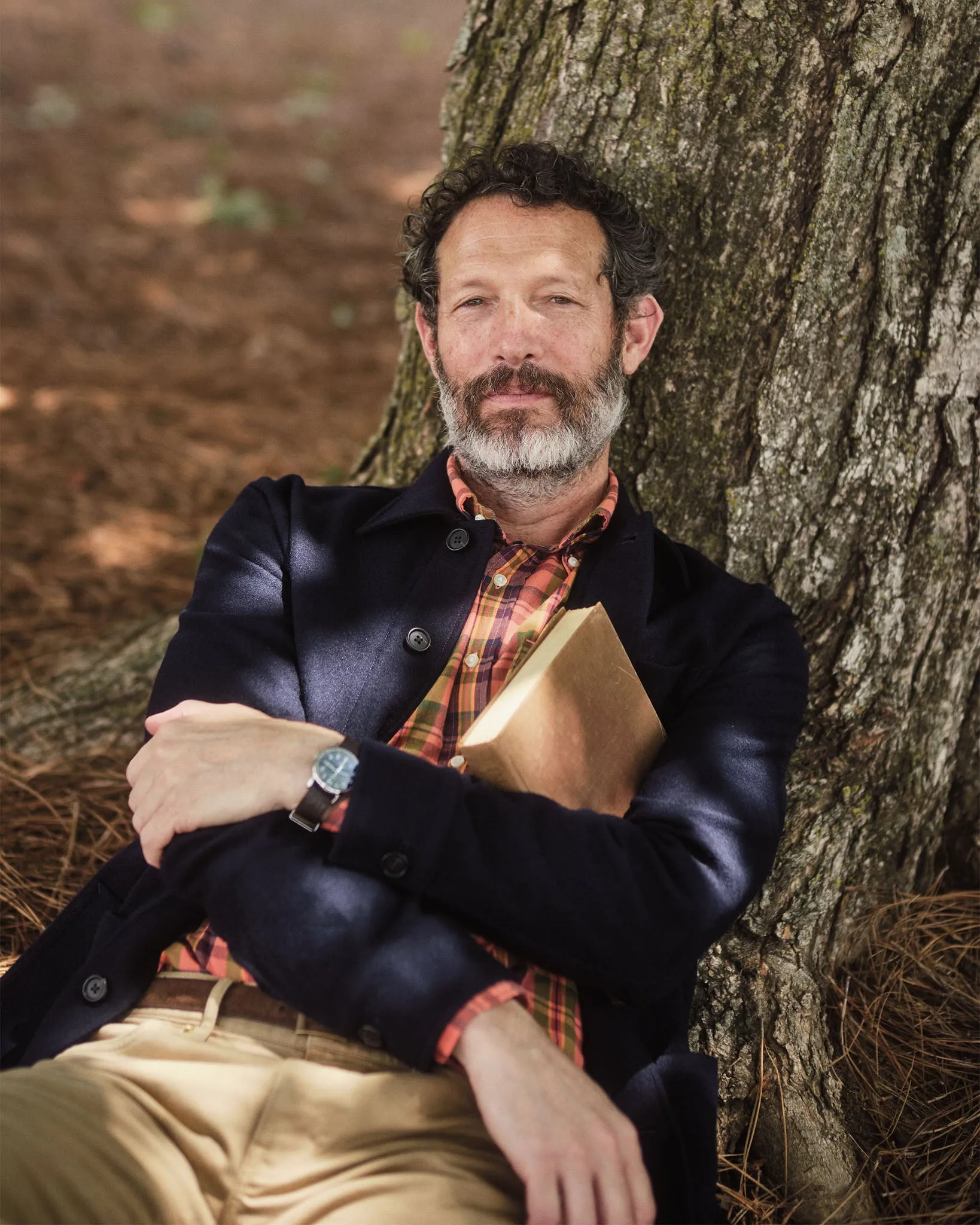 Button-Down Sport Shirt in Persimmon/Olive/Navy Madras sold by Mashburn product image thumbnail 4