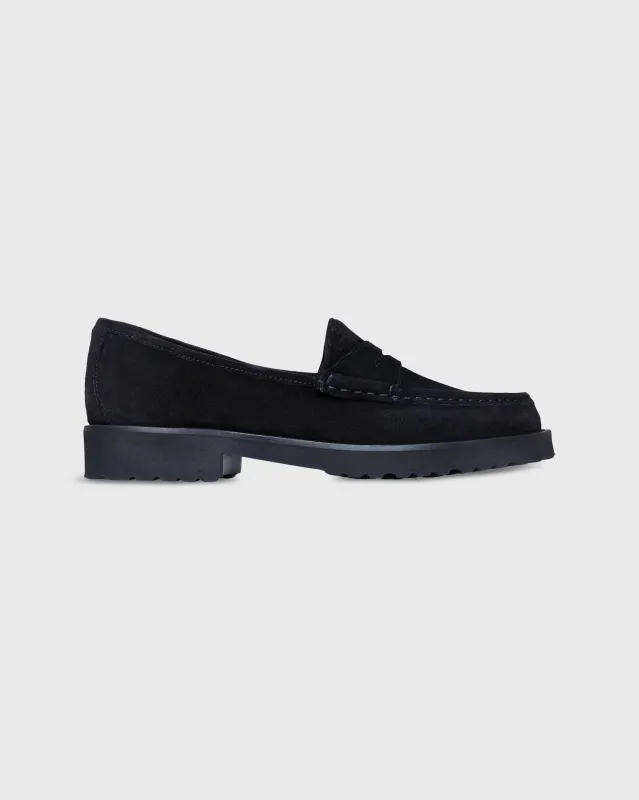 Lug Sole Loafer in Black Suede sold by Mashburn