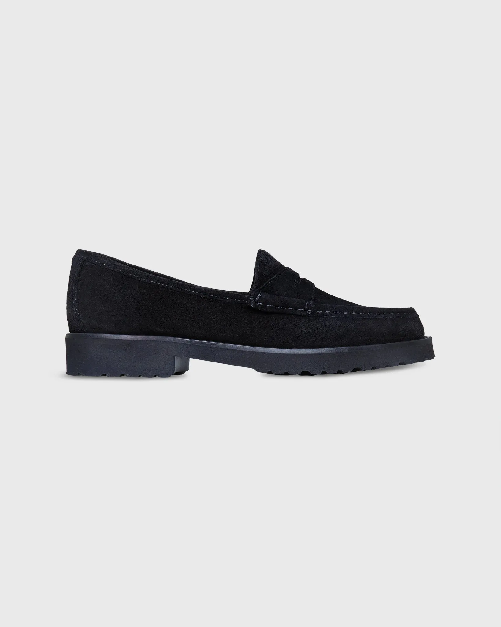 Lug Sole Loafer in Black Suede sold by Mashburn