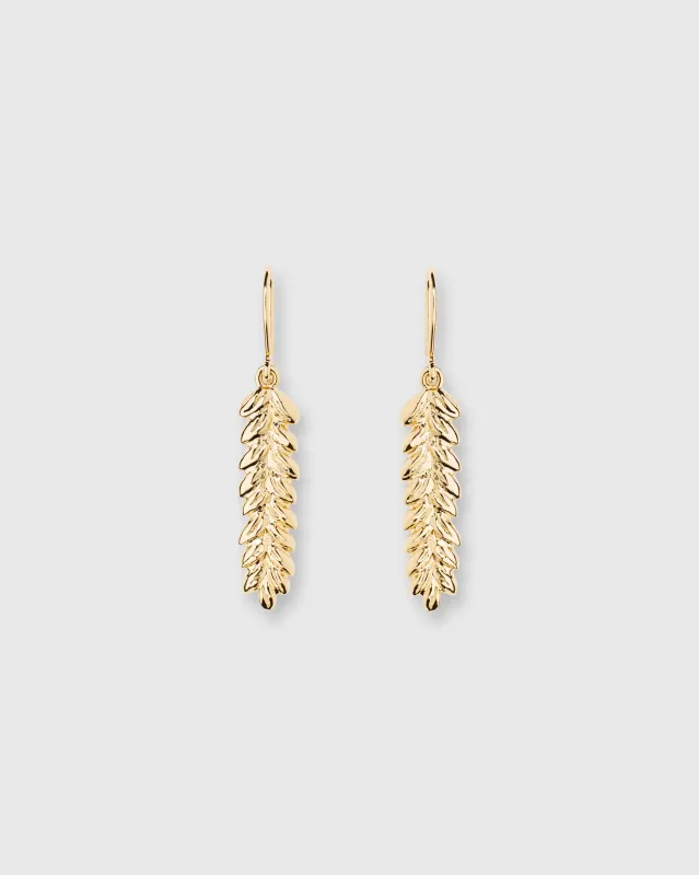 Small Wheat Charm Earrings in Gold sold by Mashburn