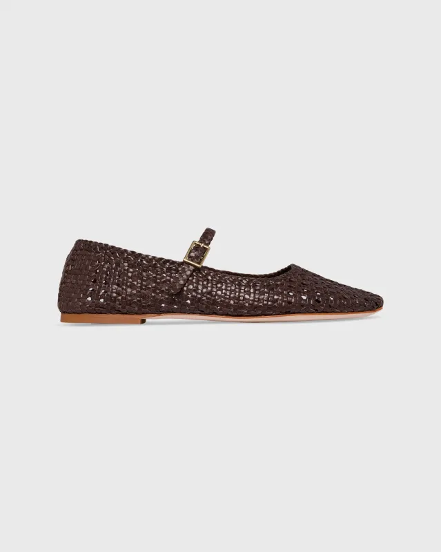 Handwoven Mary Jane in Chocolate Leather sold by Mashburn