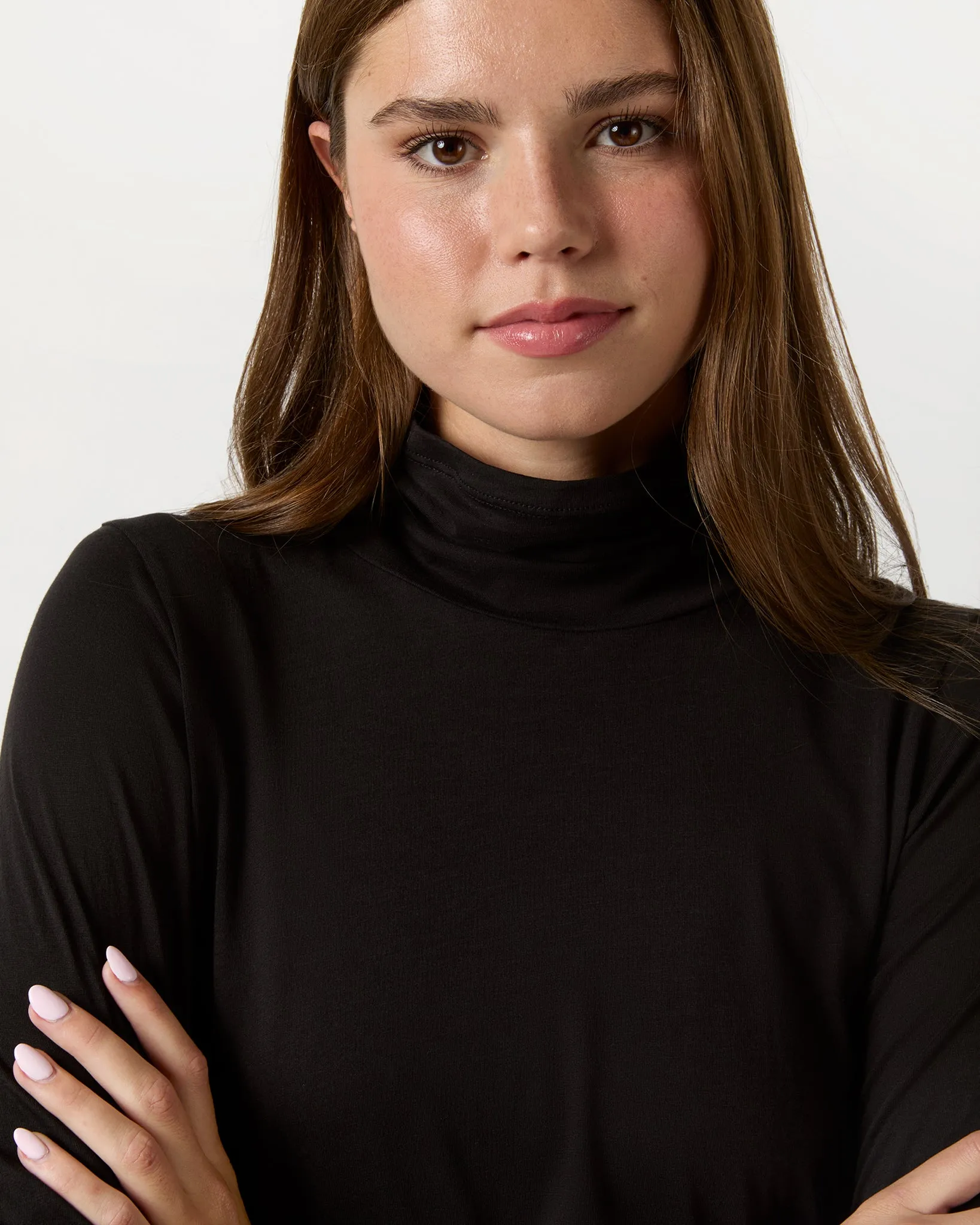 Turtleneck Tee in Black Pima Cotton sold by Mashburn product image thumbnail 2