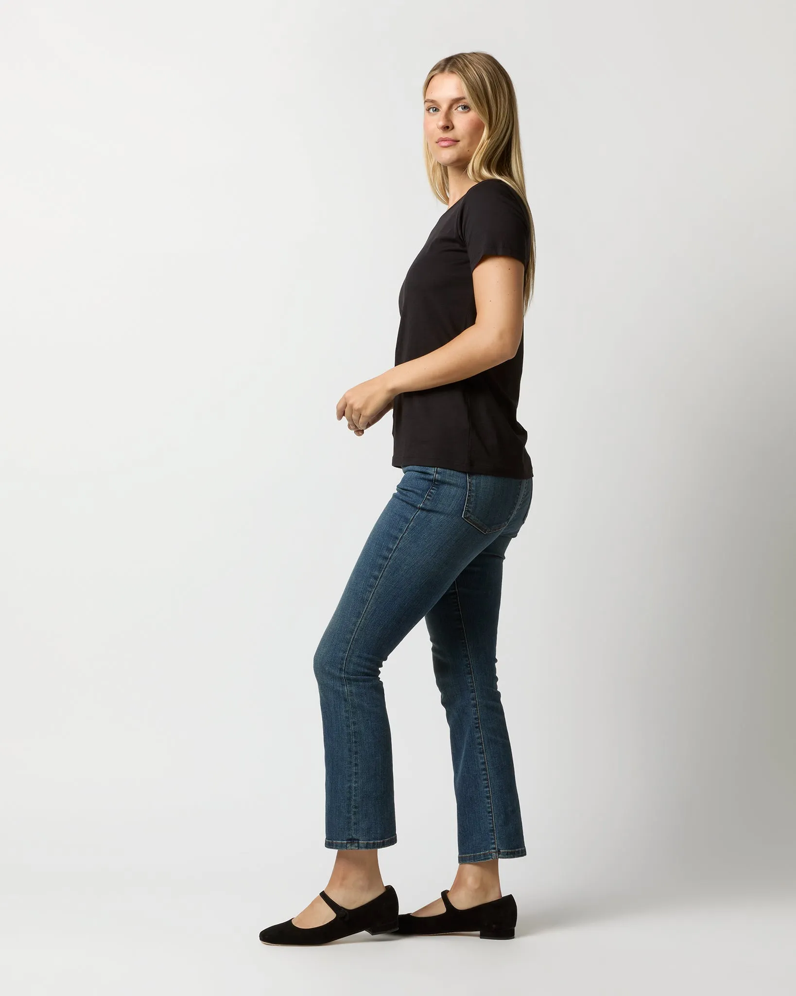 Short-Sleeved Relaxed Tee in Black Pima Cotton sold by Mashburn product image thumbnail 4