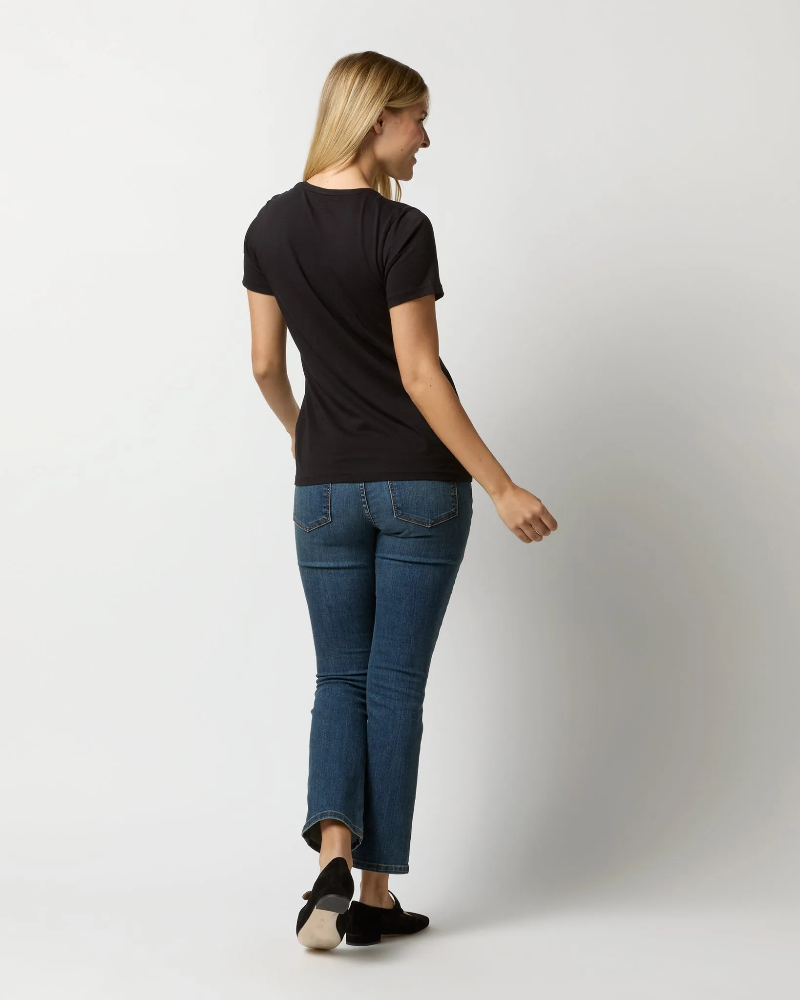 Short-Sleeved Relaxed Tee in Black Pima Cotton sold by Mashburn product image thumbnail 5