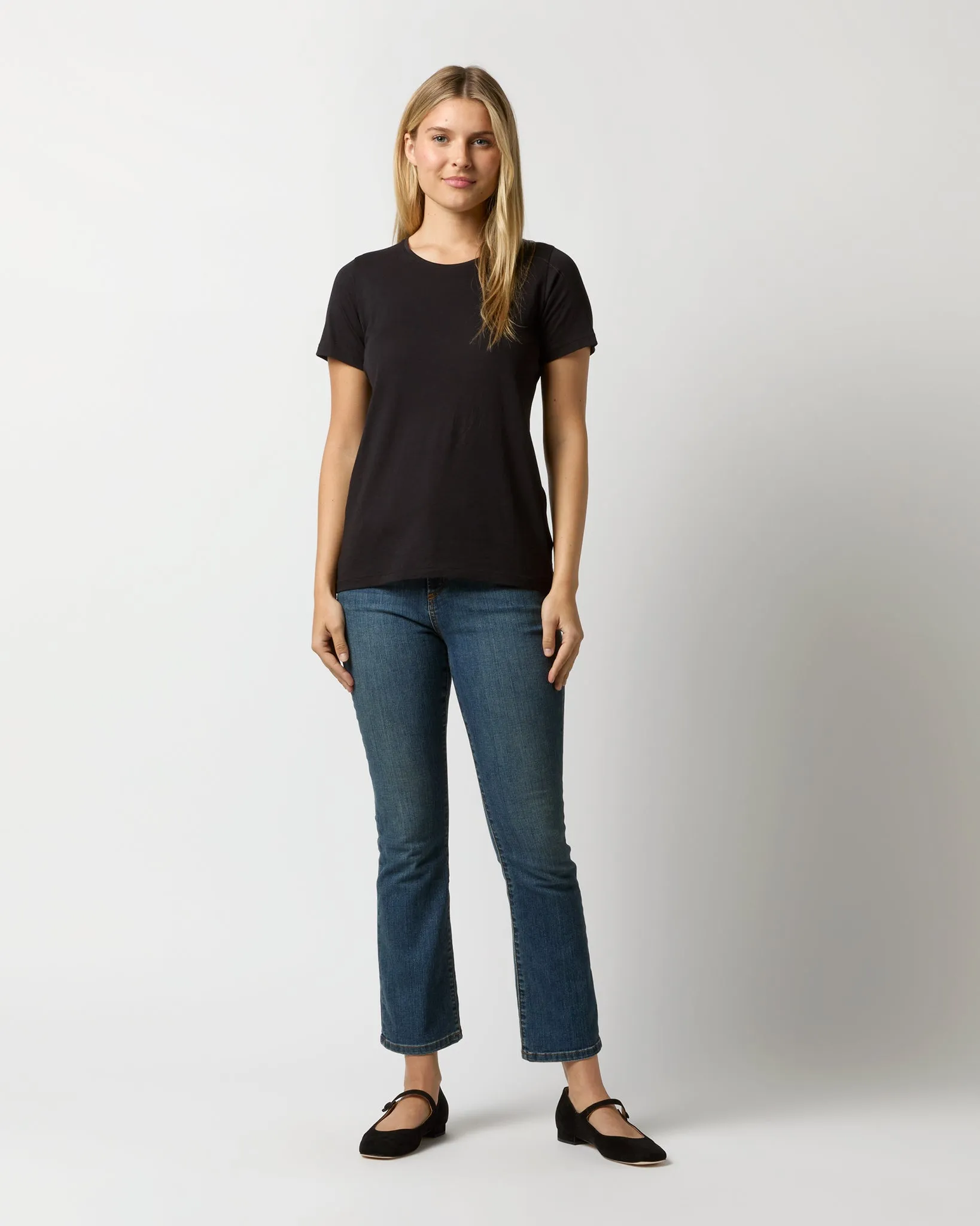 Short-Sleeved Relaxed Tee in Black Pima Cotton sold by Mashburn product image thumbnail 3