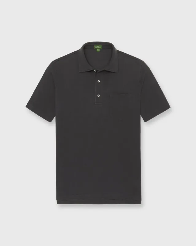 Short-Sleeved Polo in Coal Pima Pique sold by Mashburn