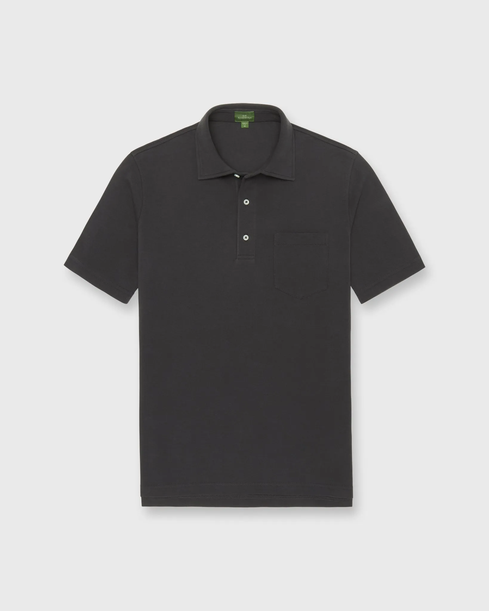 Short-Sleeved Polo in Coal Pima Pique sold by Mashburn