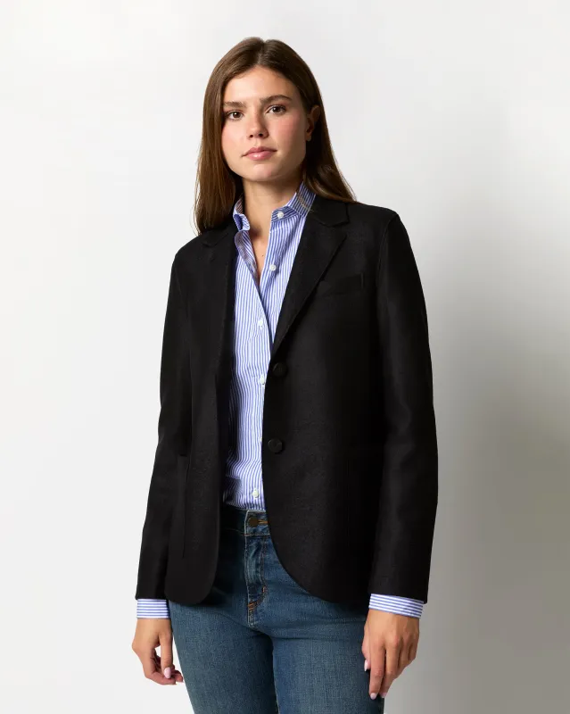 Stand Up Collar Blazer in Black sold by Mashburn