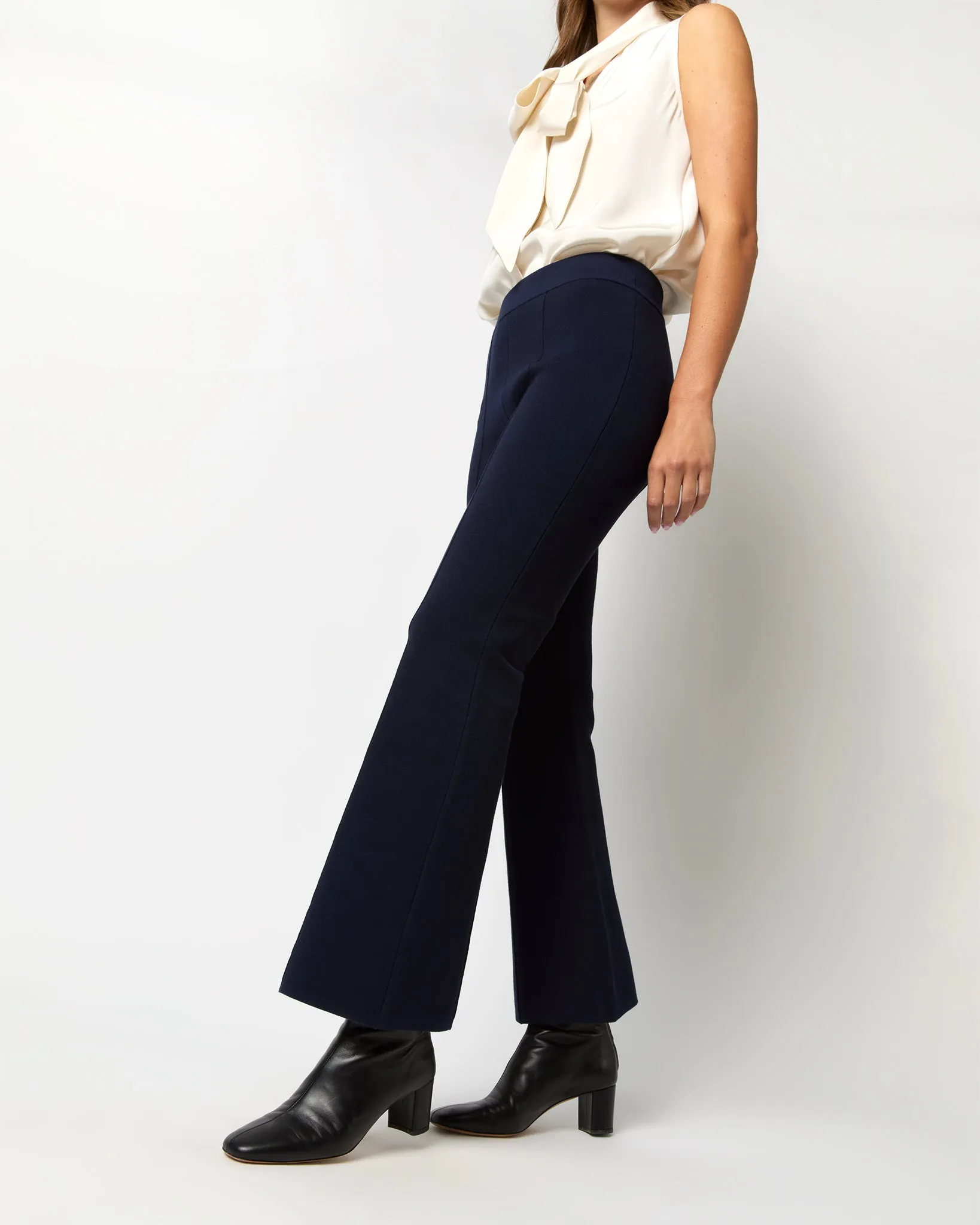 Lara Knit Flare Cropped Pant in Navy Supima Cotton sold by Mashburn product image thumbnail 2