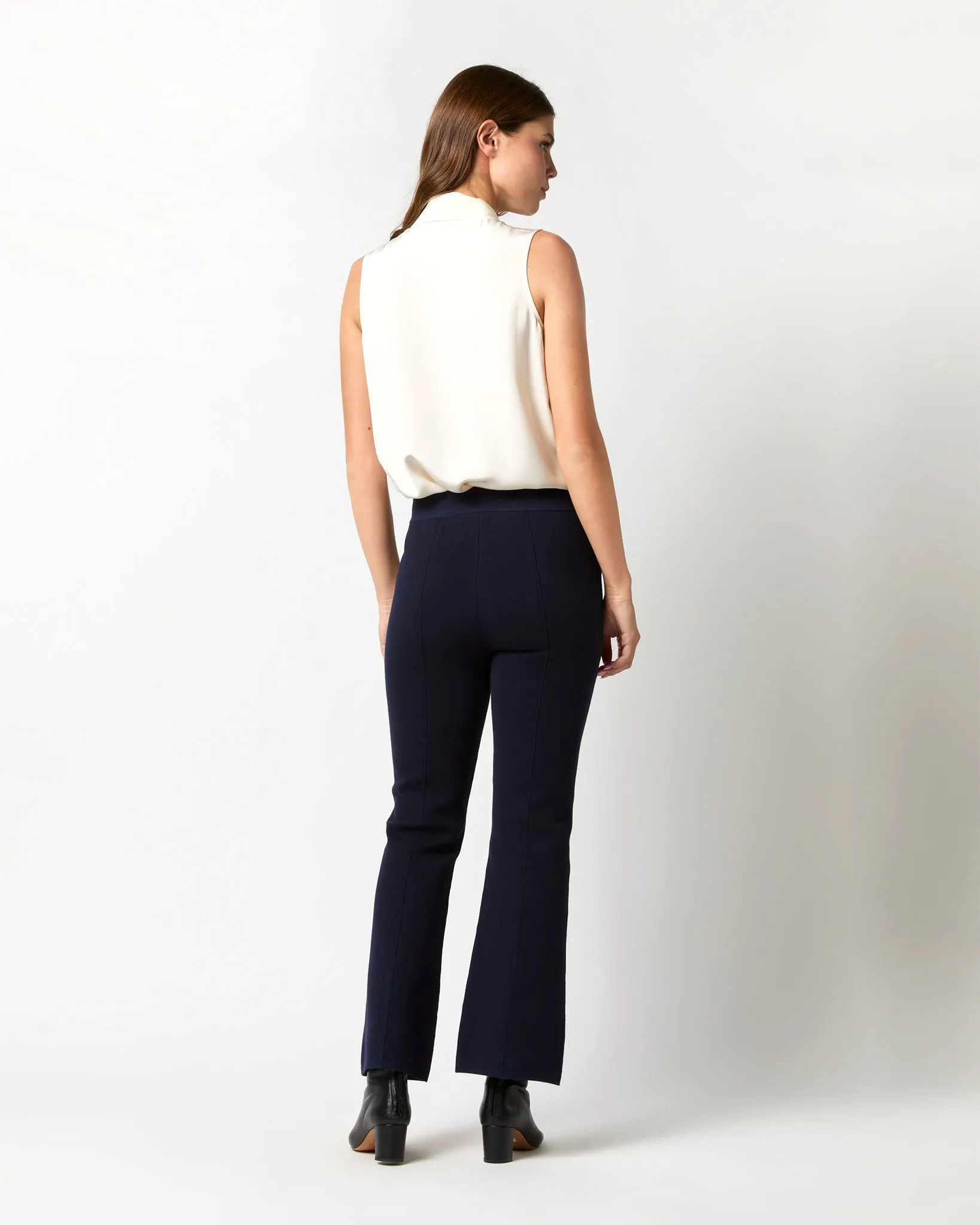 Lara Knit Flare Cropped Pant in Navy Supima Cotton sold by Mashburn product image thumbnail 5