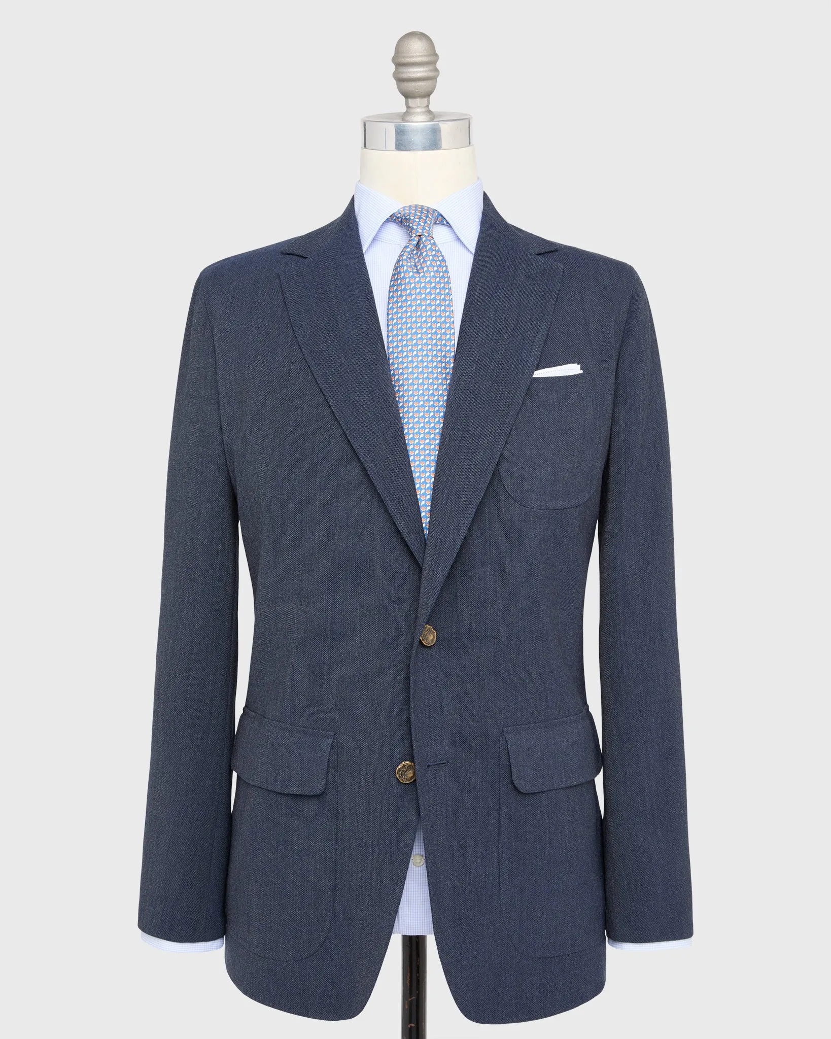 Ghost Blazer in Airforce Blue Quattro Hopsack sold by Mashburn