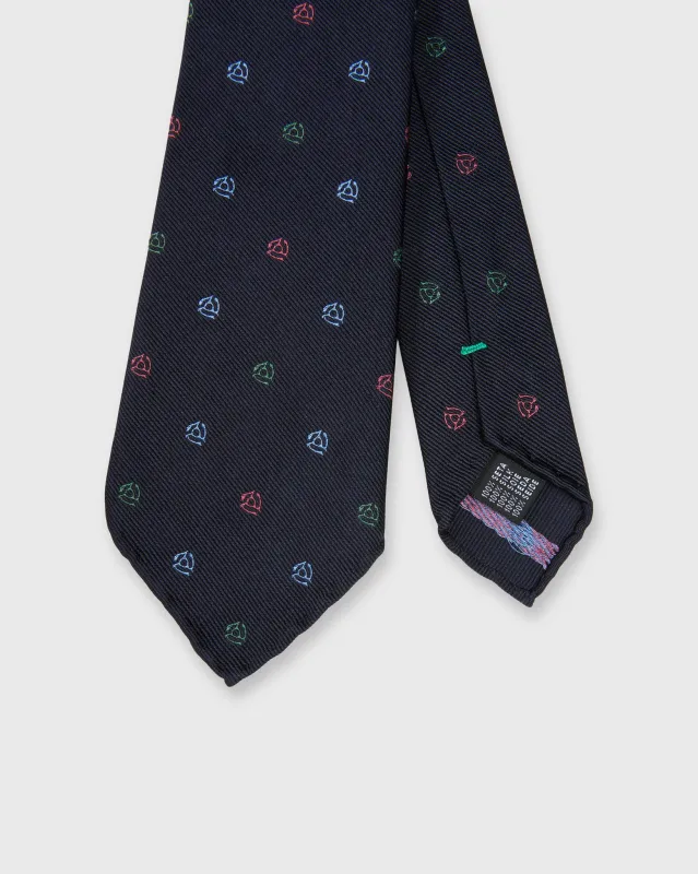 Silk Woven Club Tie in Navy/Multi 45 Turntable Adapter sold by Mashburn