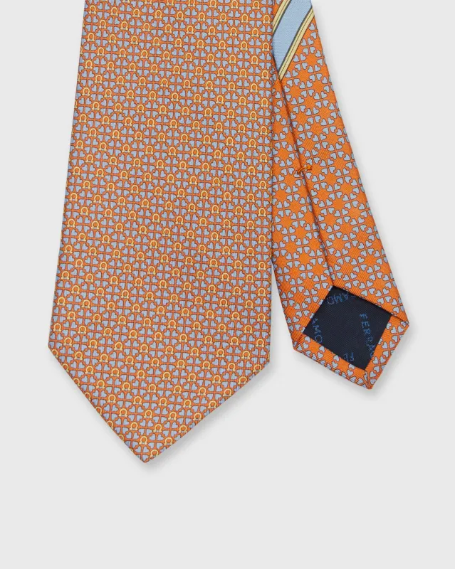 Silk Print Tie in Orange Gancini Foulard sold by Mashburn