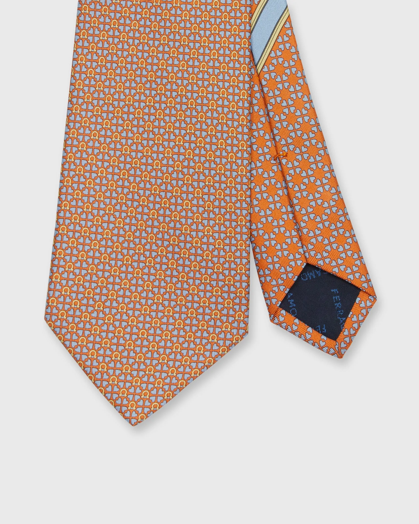 Silk Print Tie in Orange Gancini Foulard sold by Mashburn