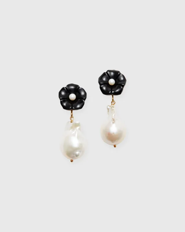 Pearl Drop Earrings in Black sold by Mashburn