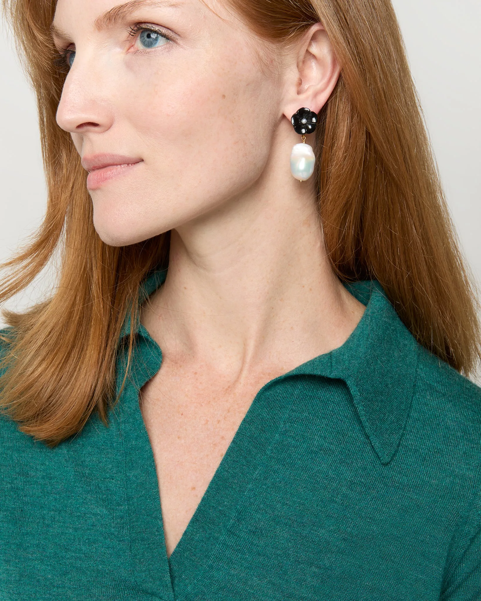 Pearl Drop Earrings in Black sold by Mashburn product image thumbnail 2