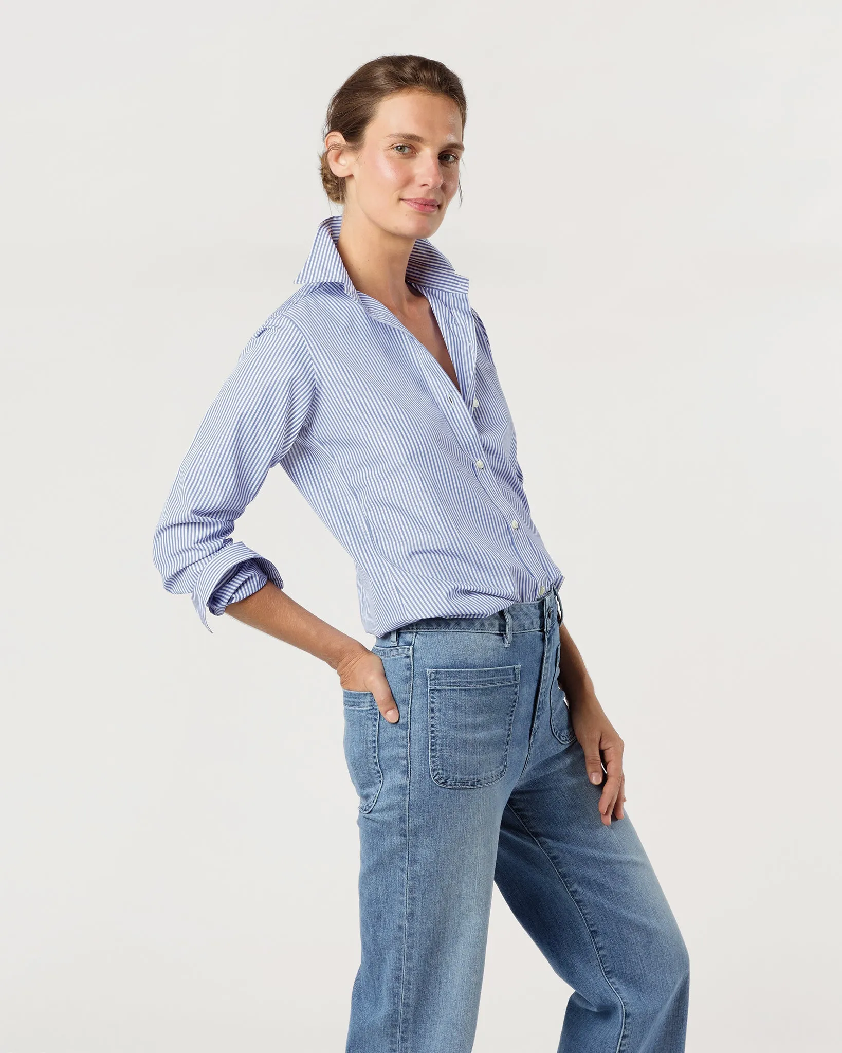 Icon Shirt in Blue Bengal Stripe Poplin sold by Mashburn product image thumbnail 5