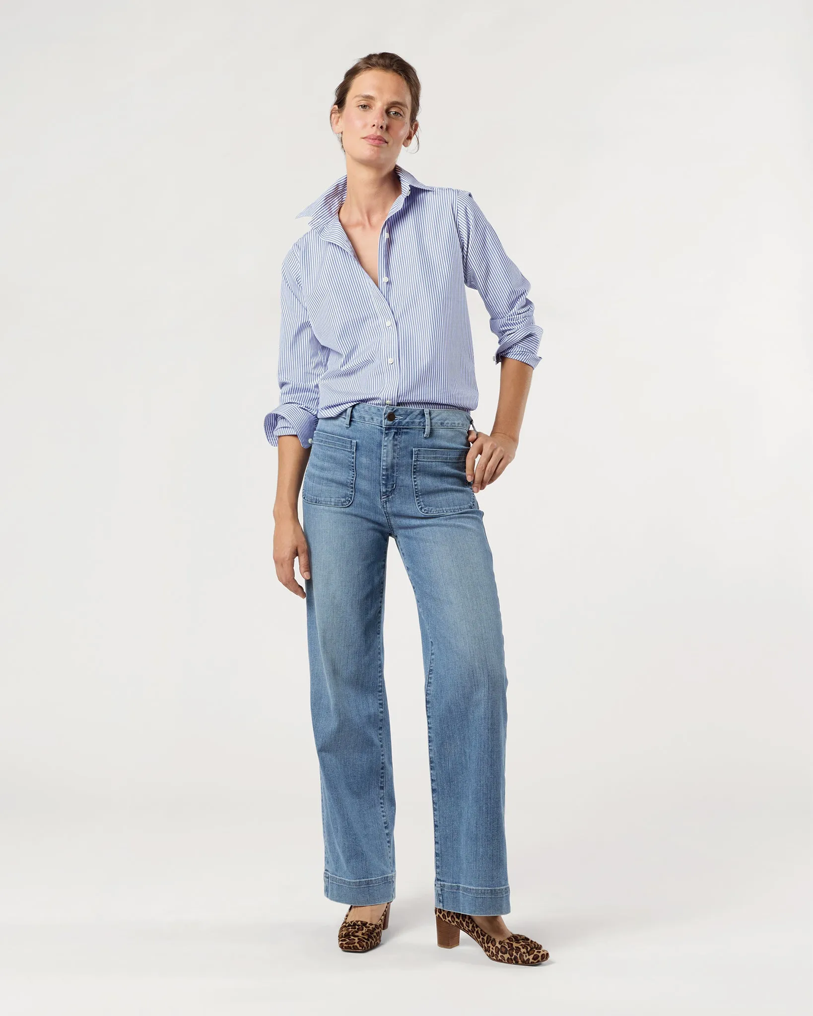 Icon Shirt in Blue Bengal Stripe Poplin sold by Mashburn product image thumbnail 3