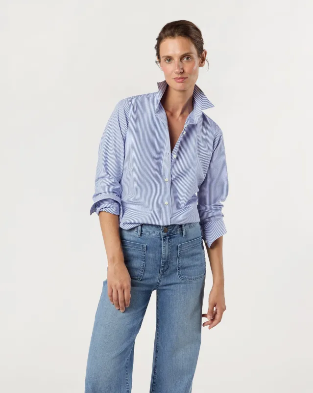 Icon Shirt in Blue Bengal Stripe Poplin sold by Mashburn