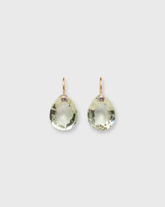 Pearshape Gem Earrings in Green Quartz/Tanzanite sold by Mashburn
