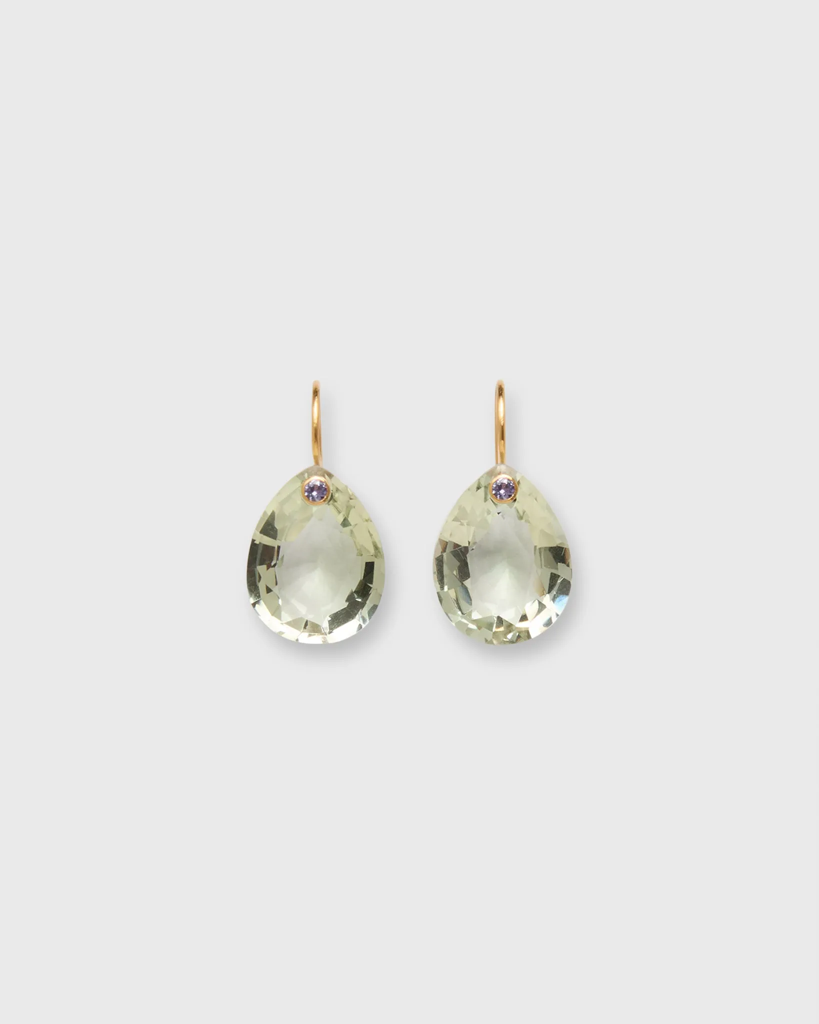 Pearshape Gem Earrings in Green Quartz/Tanzanite sold by Mashburn