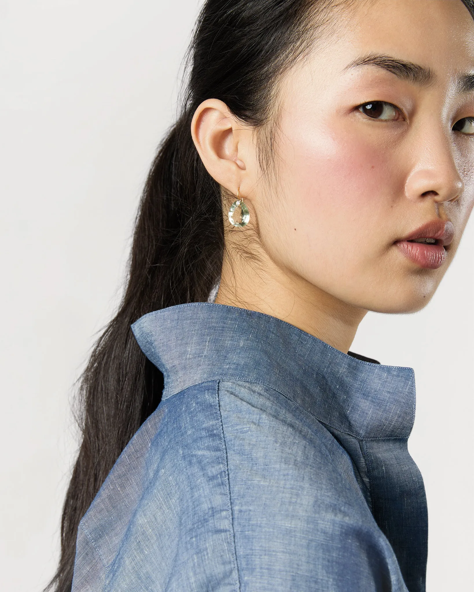 Pearshape Gem Earrings in Green Quartz/Tanzanite sold by Mashburn product image thumbnail 2